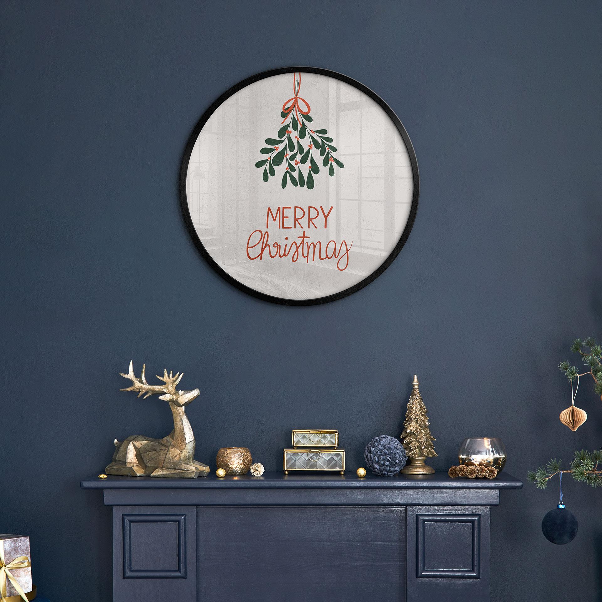 Vrolijk kerstfeest Poster met maretak - Menina Lisboa - Rond