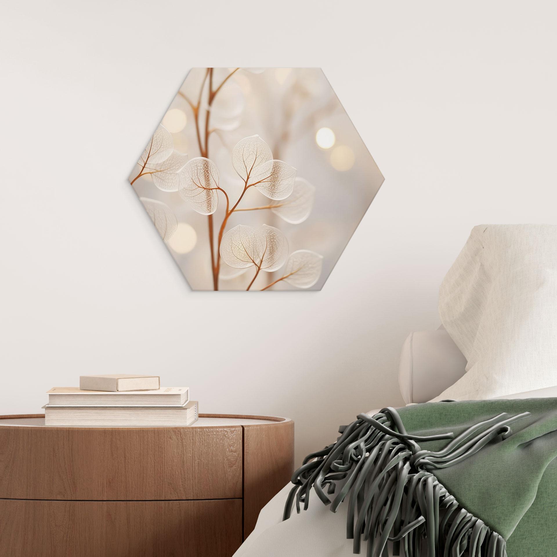 Billede Filigran blade beige - Aluminium dibond - Treechild – print på aluminium (Alu-Dibond)
