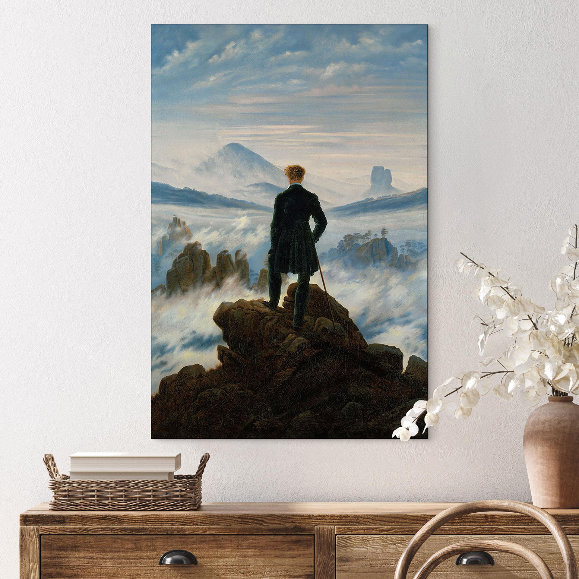 Wandbild Der Wanderer über dem Nebelmeer - Friedrich - Alu-Dibond