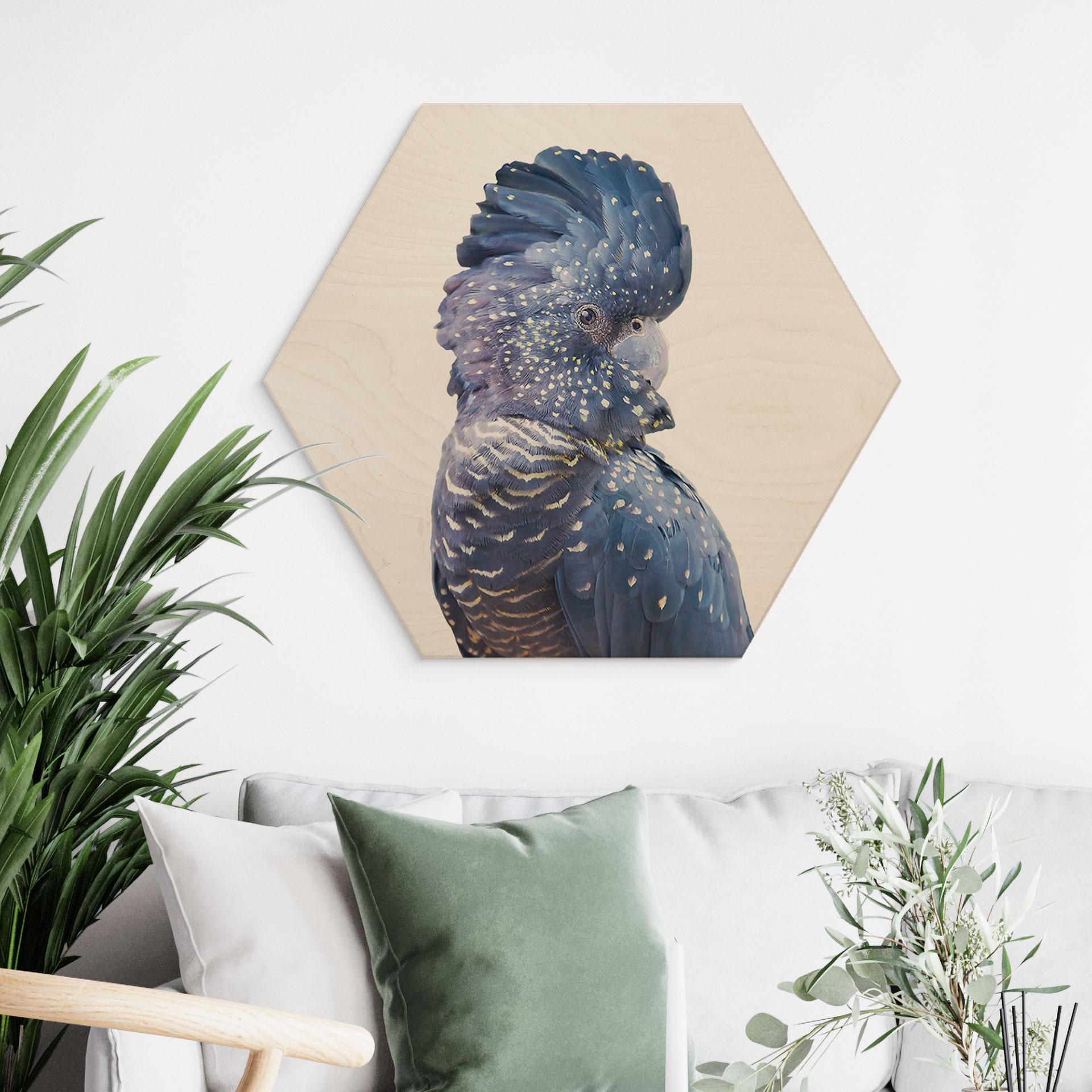 Hexagon - Holz Birke-Furnier - Sisi & Seb - Blauer Kakadu