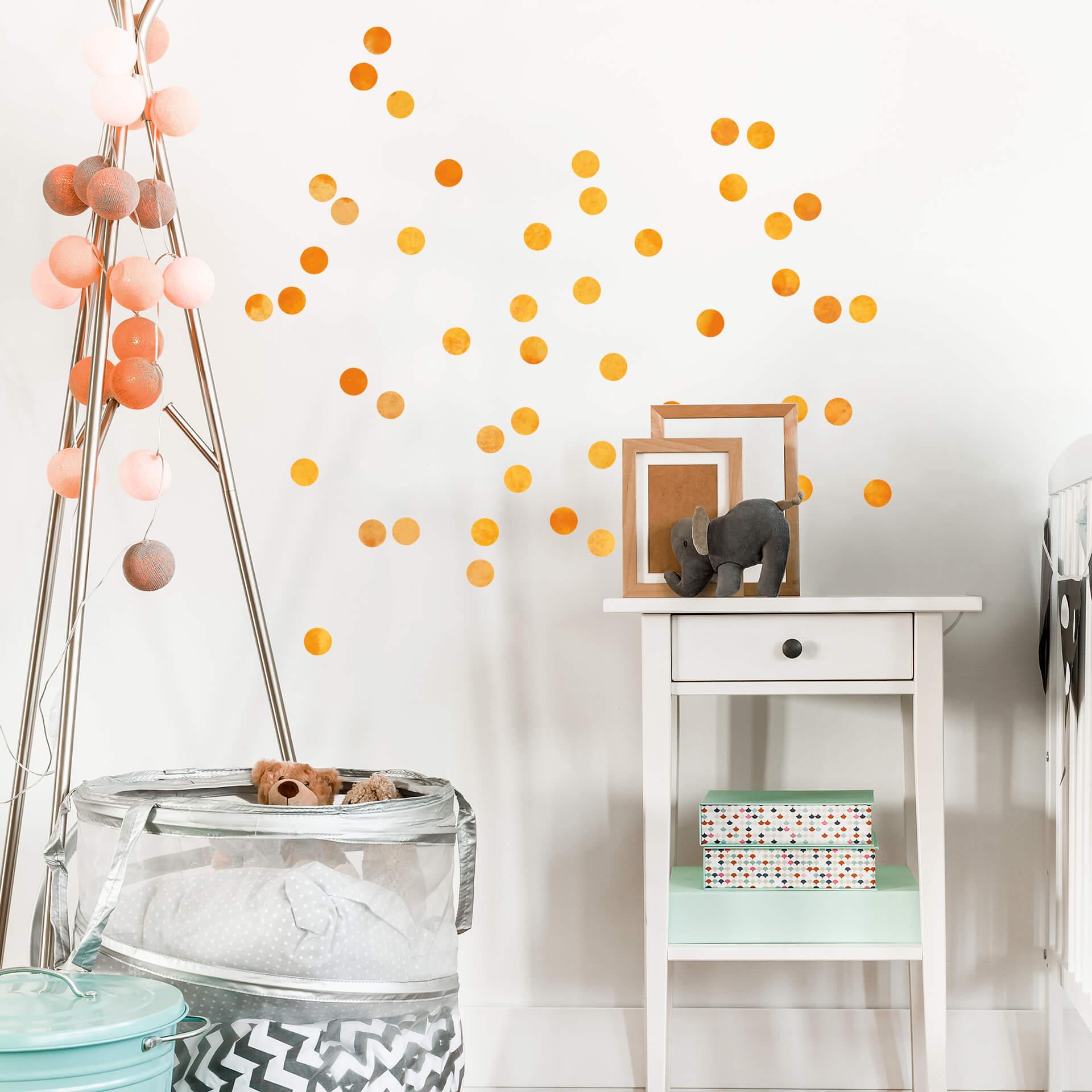 Wandtattoo Watercolor Punkte Set orange (50-teilig)
