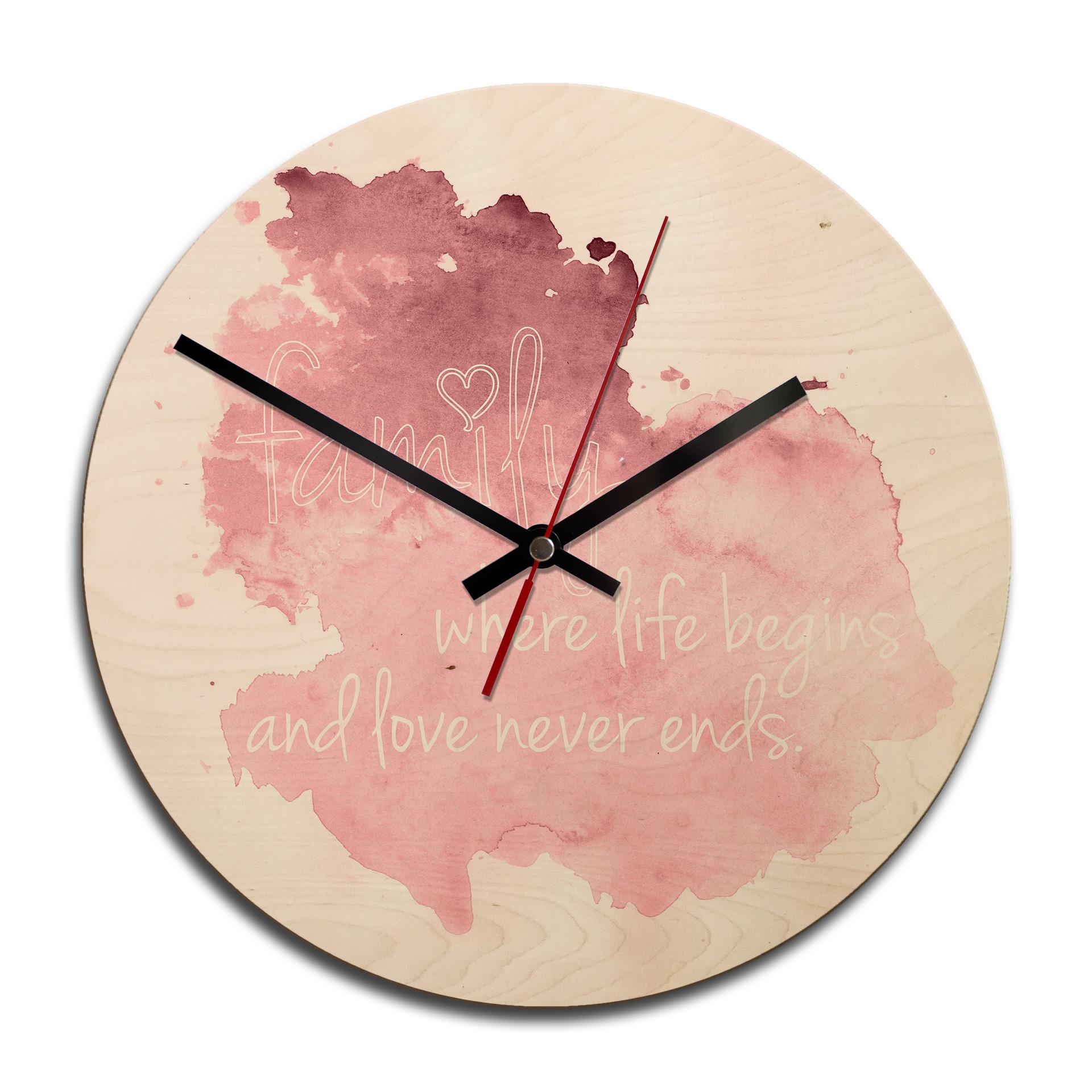 Horloge murale en bois - Family is where life begins 02