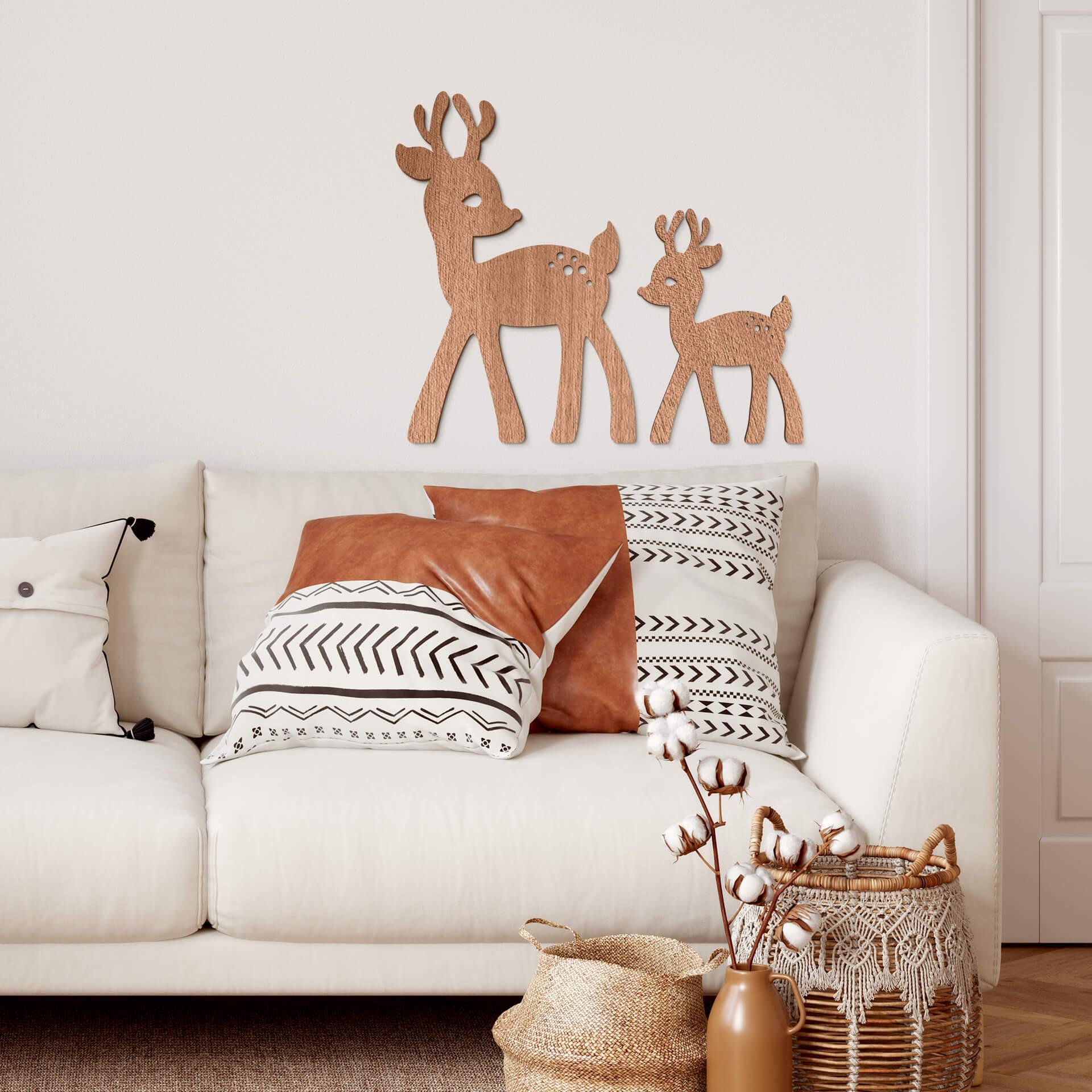 Décoration en bois - Faon - Placage d'acajou