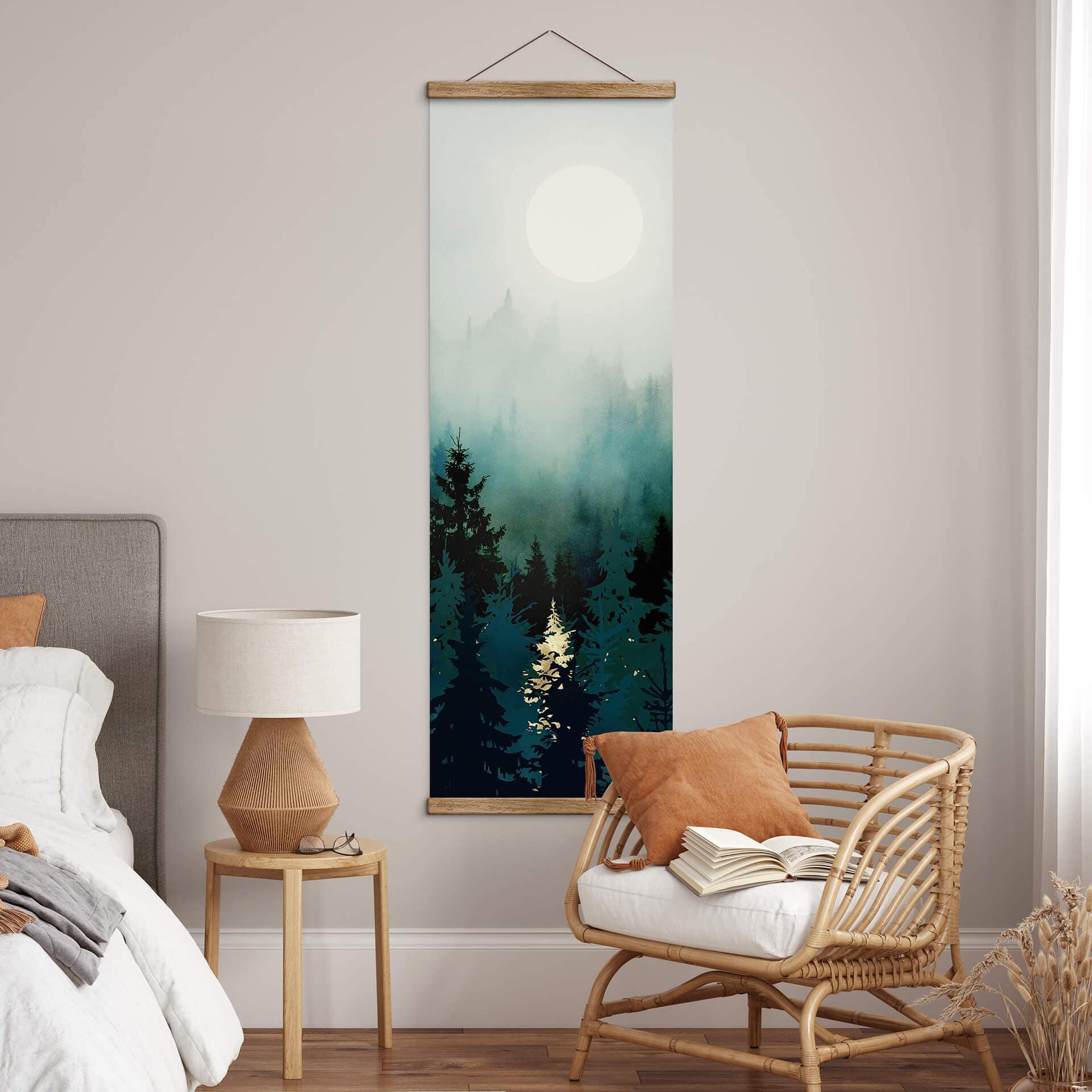 Obraz tkaniny SpaceFrog Designs - Mglisty las - Panorama