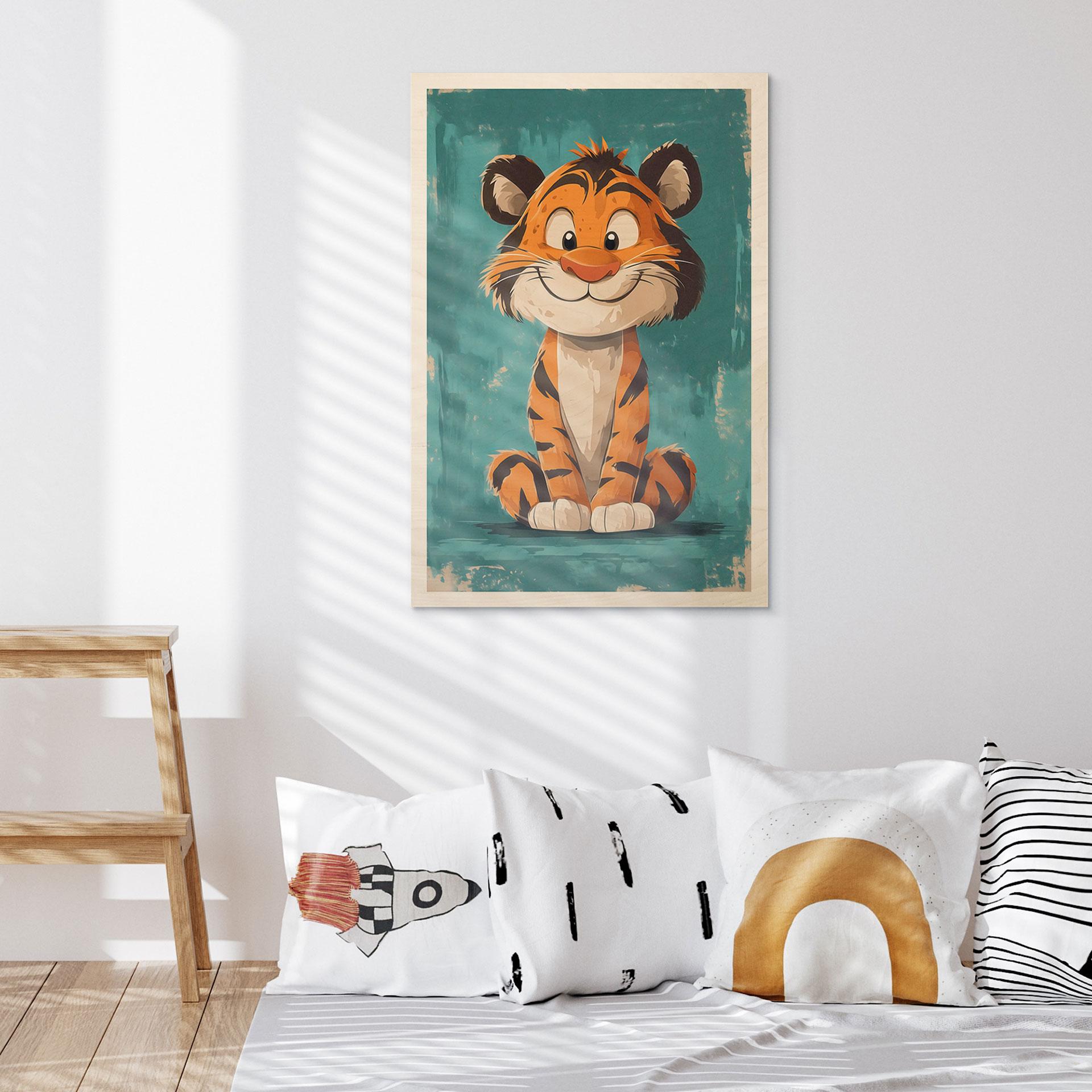 Billede af træ Glad tigerunge - Magnusson