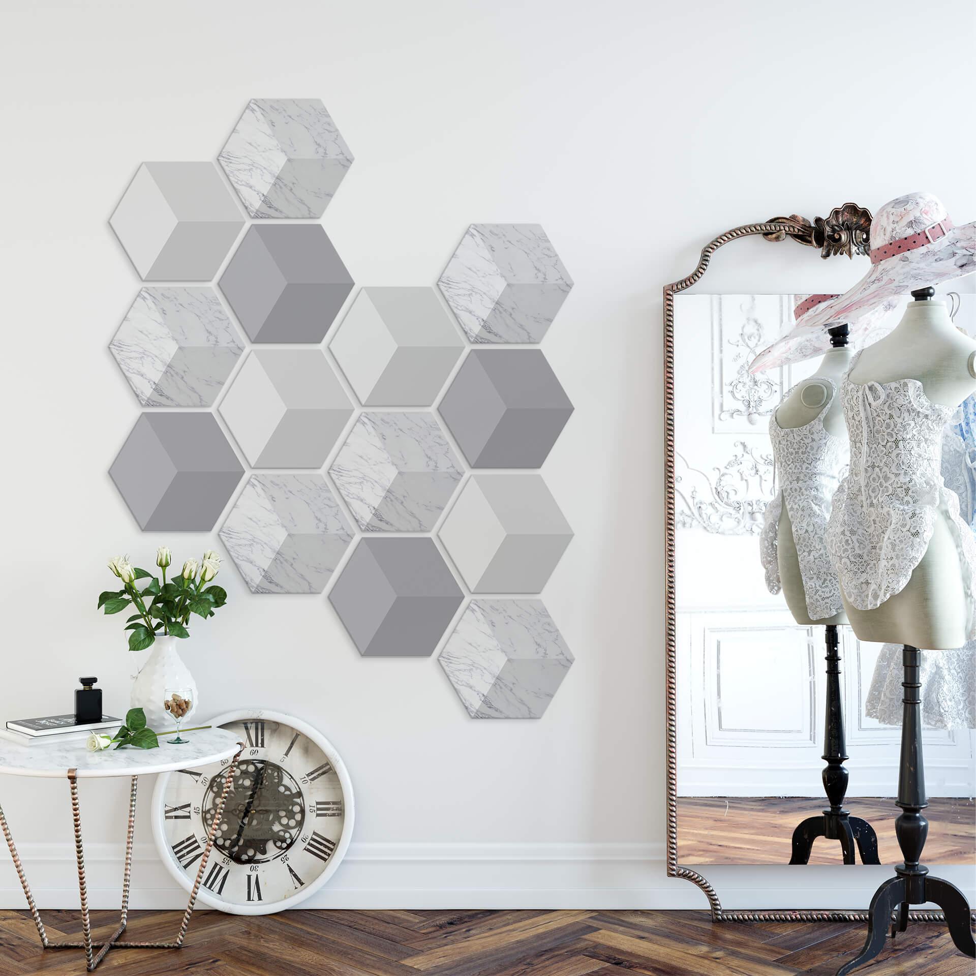 3D Hexagon Alu-Dibond - Marmor 04