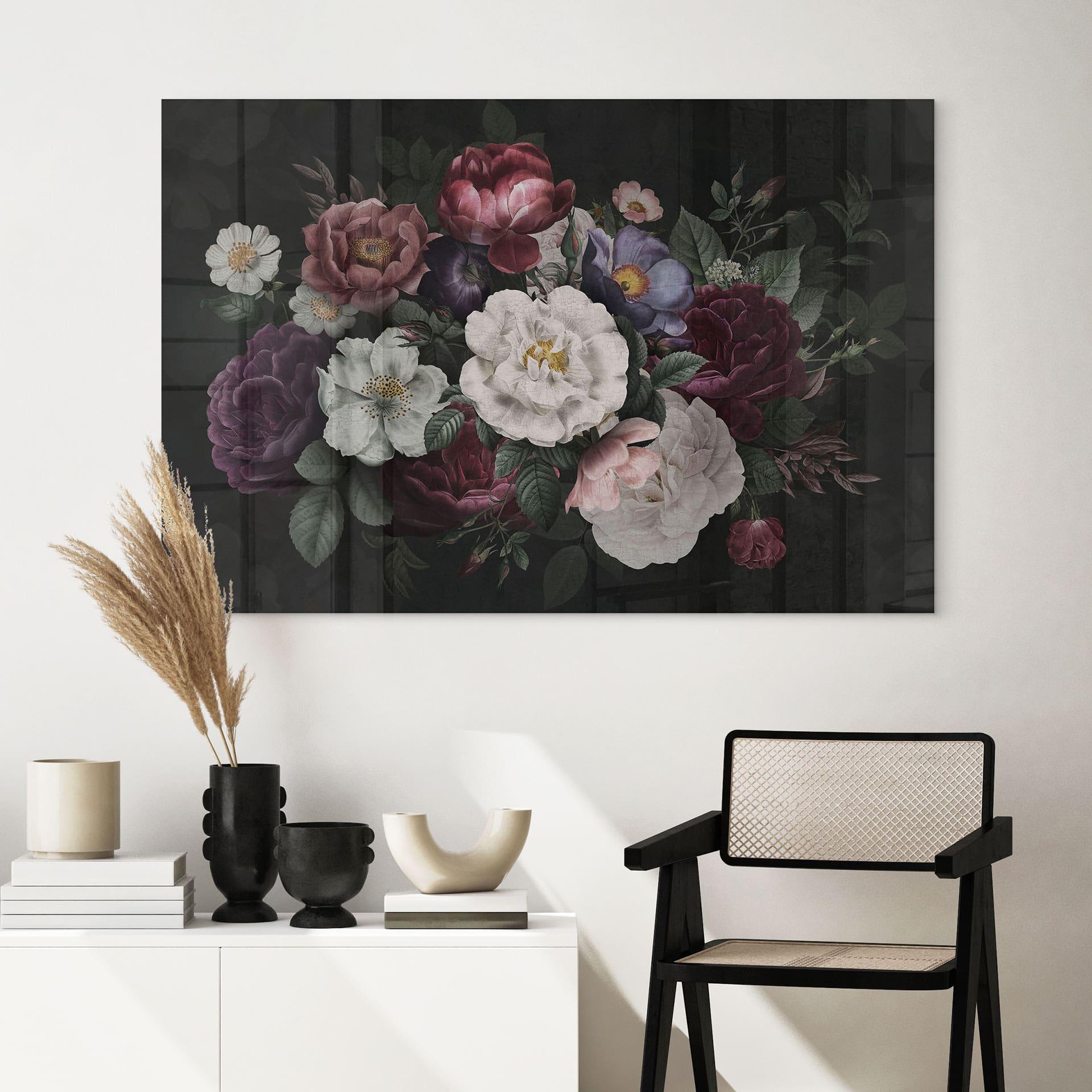 Akrylbillede Blomster stilleben i Redouté-stil - Bloomery Decor