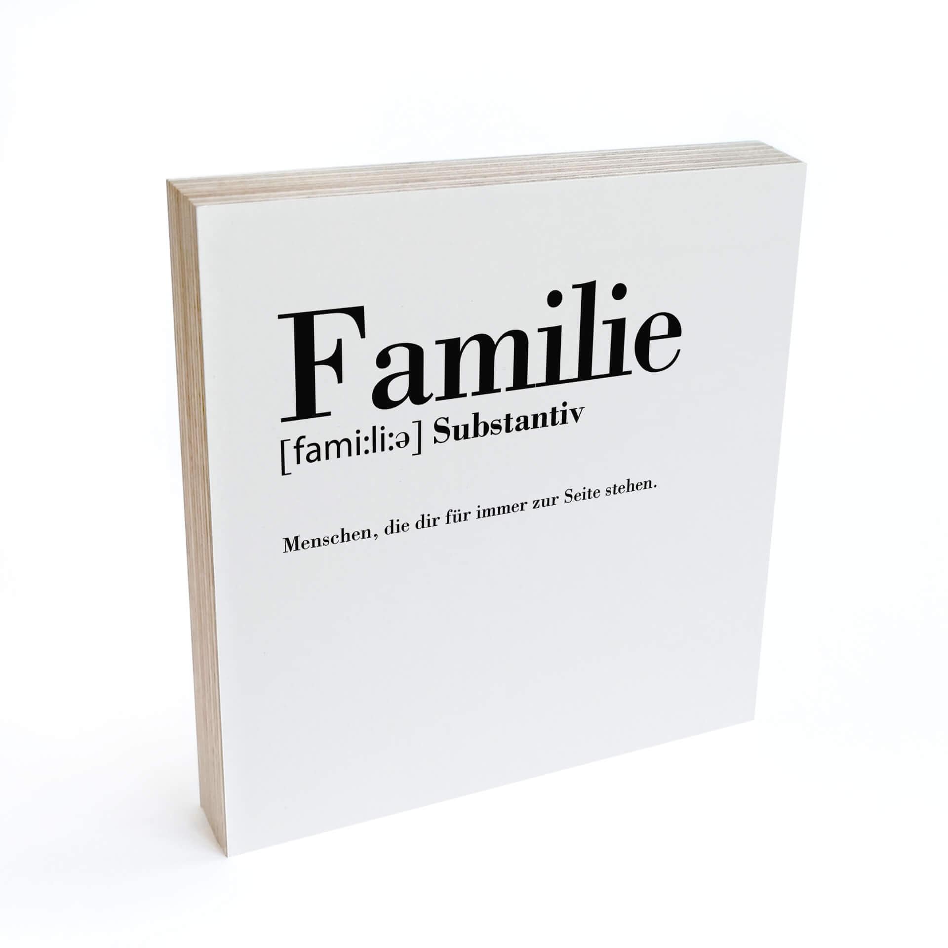 Holzbild zum Hinstellen - Grammatik - Familie - 15x15 cm