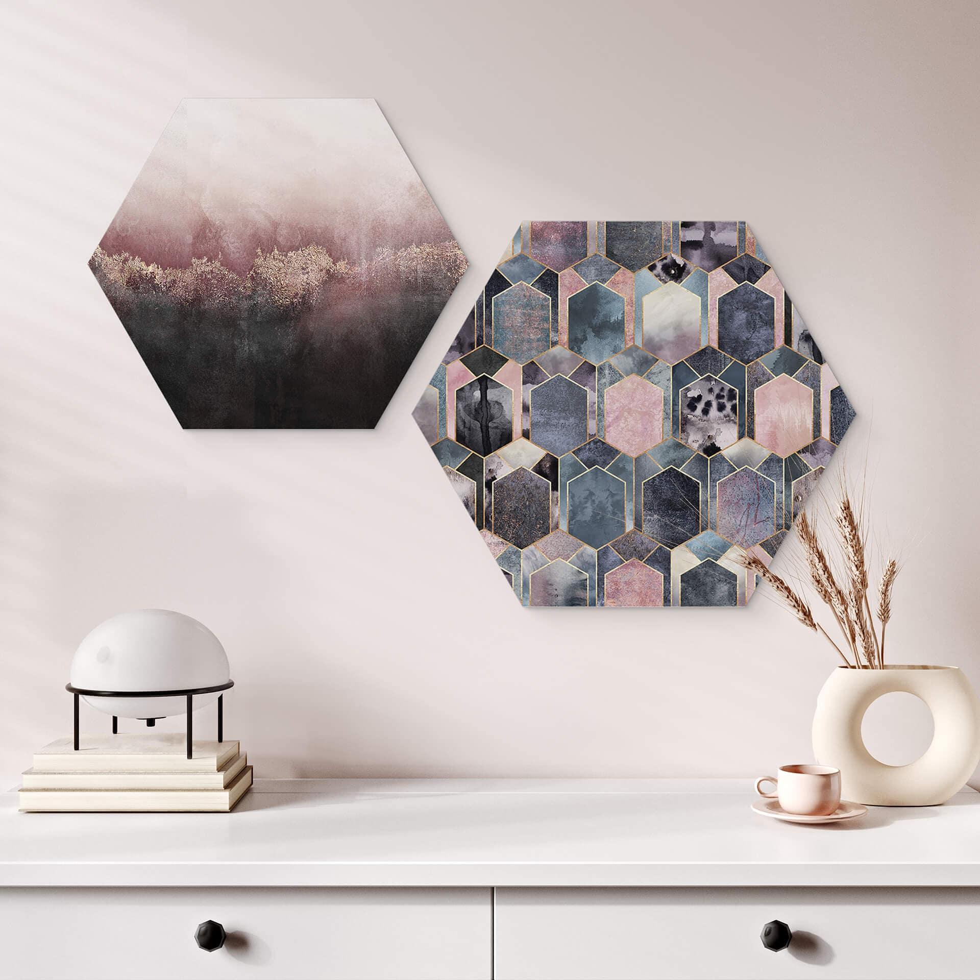 Hexagon Dibond Fredriksson - Dreaming in Pink and Gold