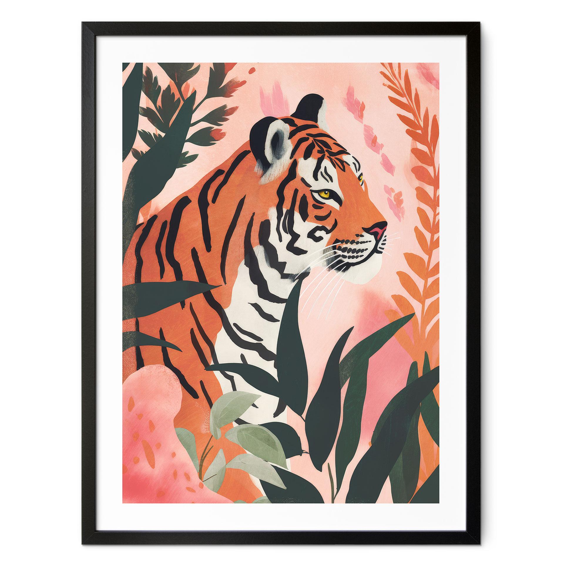 Plakat Tiger i en lyserød jungle - Treechild