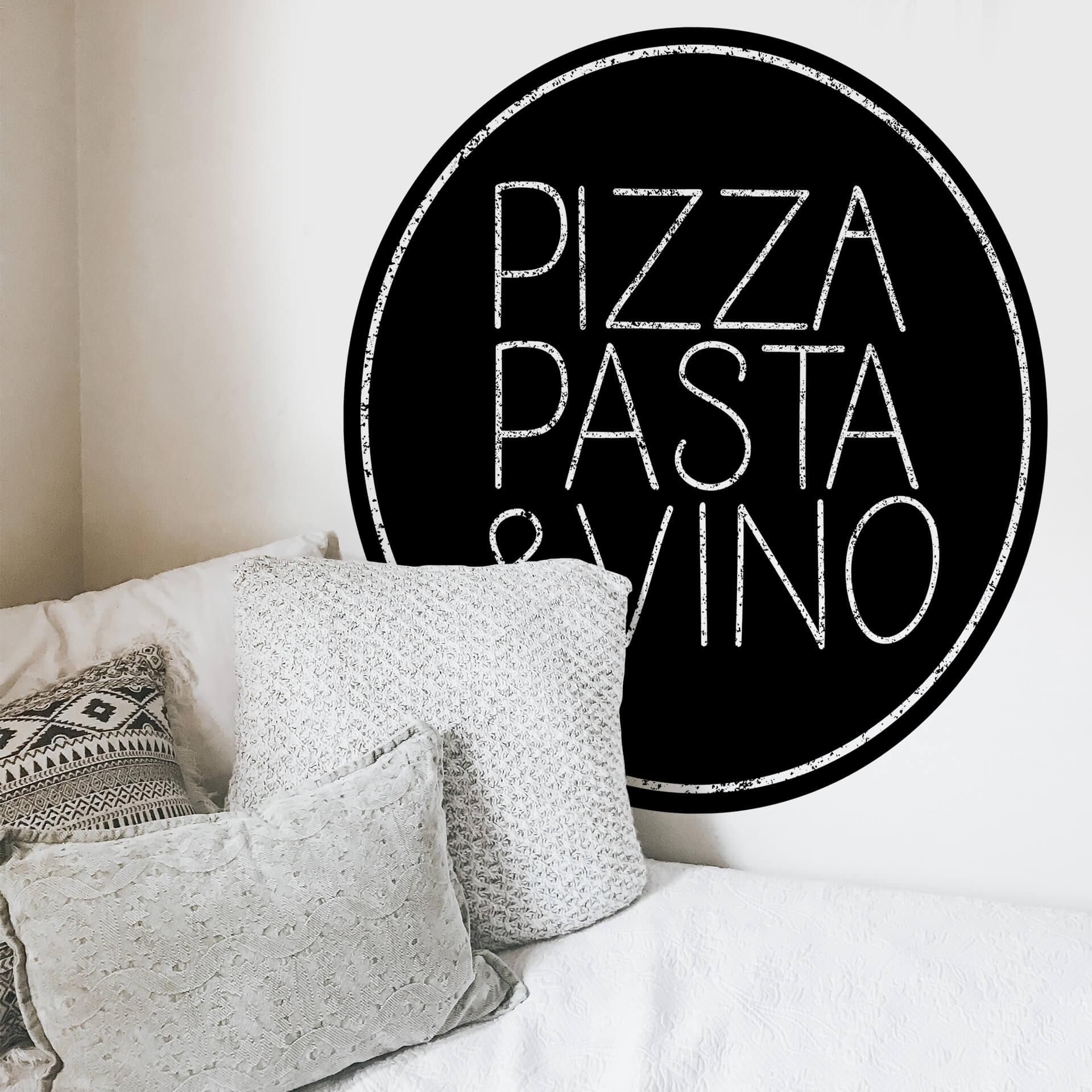 Wandtattoo Pizza Pasta und Vino - Rund