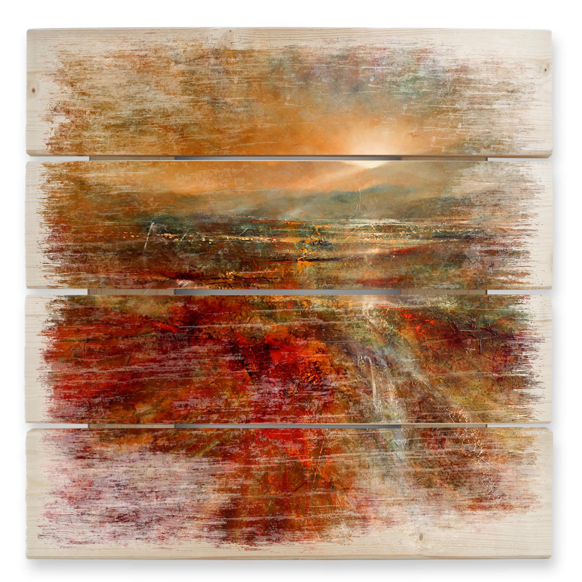 Schmucker Trätavla - Soluppgång - 40x41,5 cm