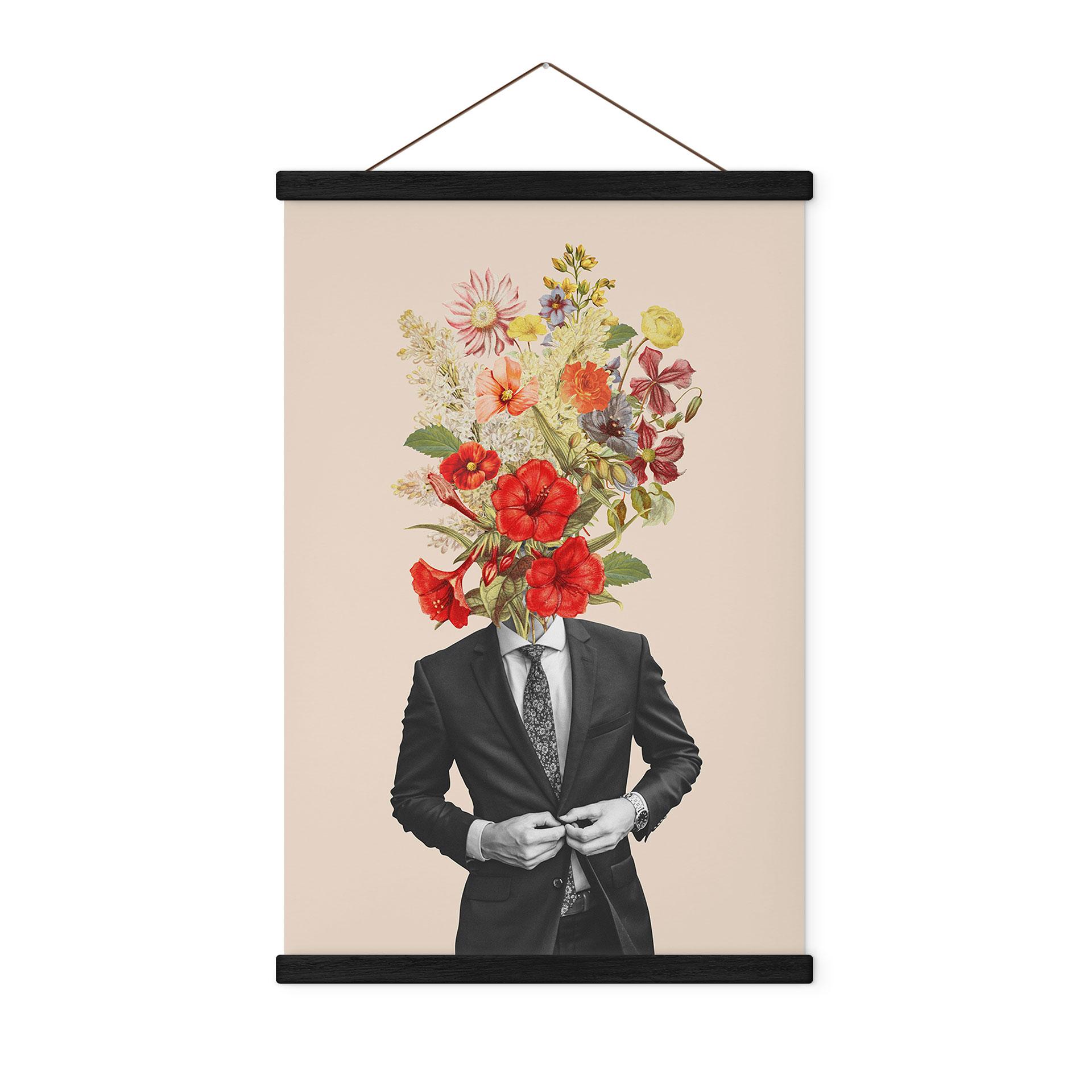 Tekstil plakat mand i jakkesæt med vilde blomster - Frida Floral Studio