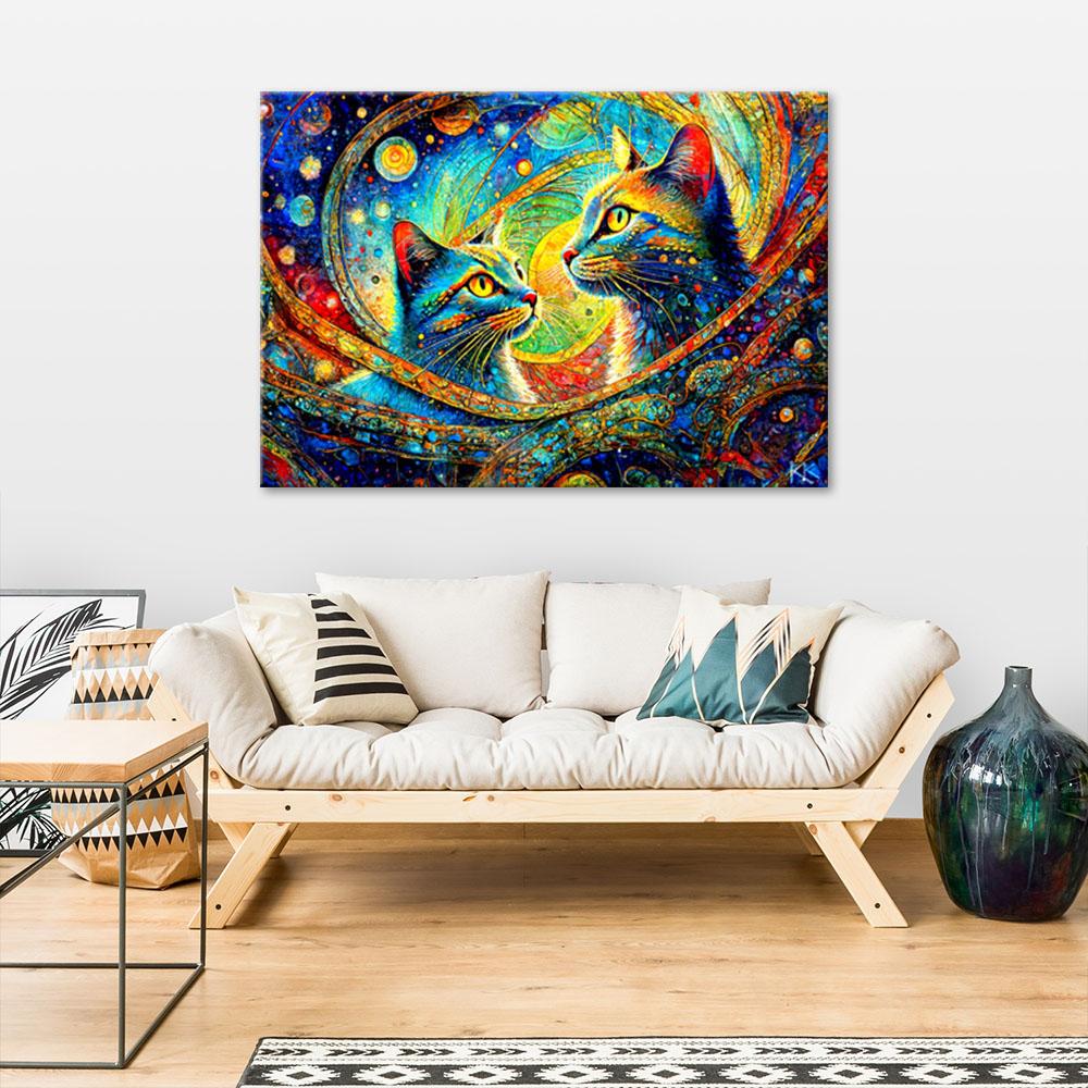 Canvasbillede, Abstrakte katte