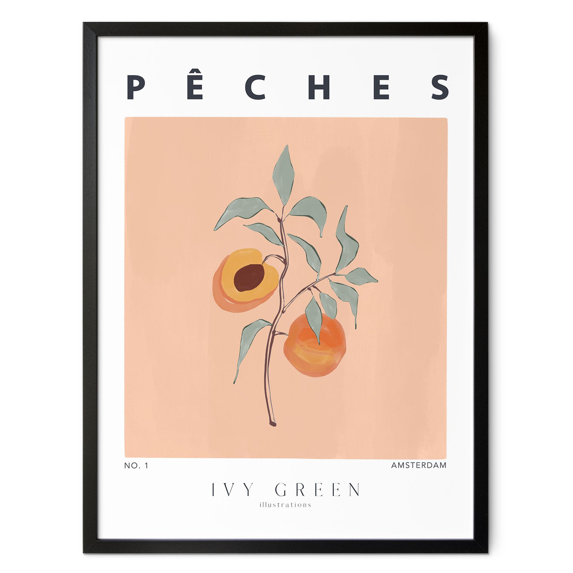 Poster Saftige Pfirsiche - Ivy Green Illustration - aus der Cosy Kollektion