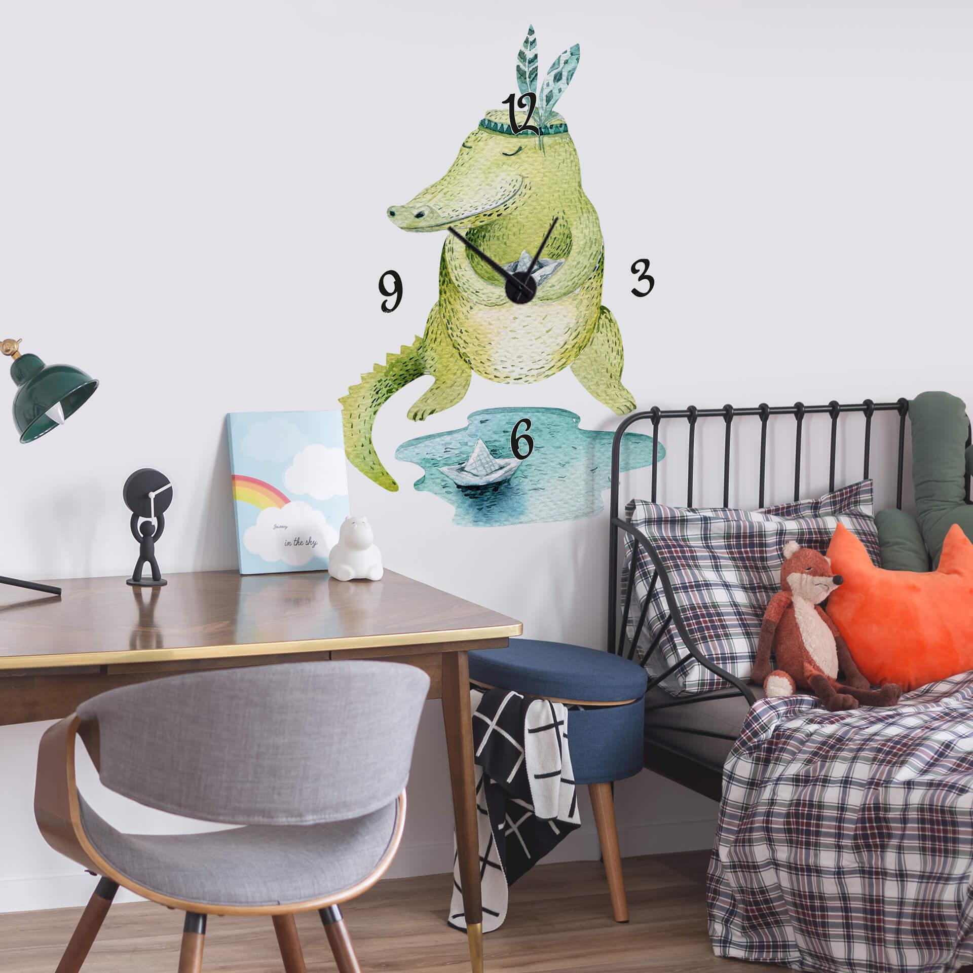 Sticker mural et horloge Kvilis - Crocodile