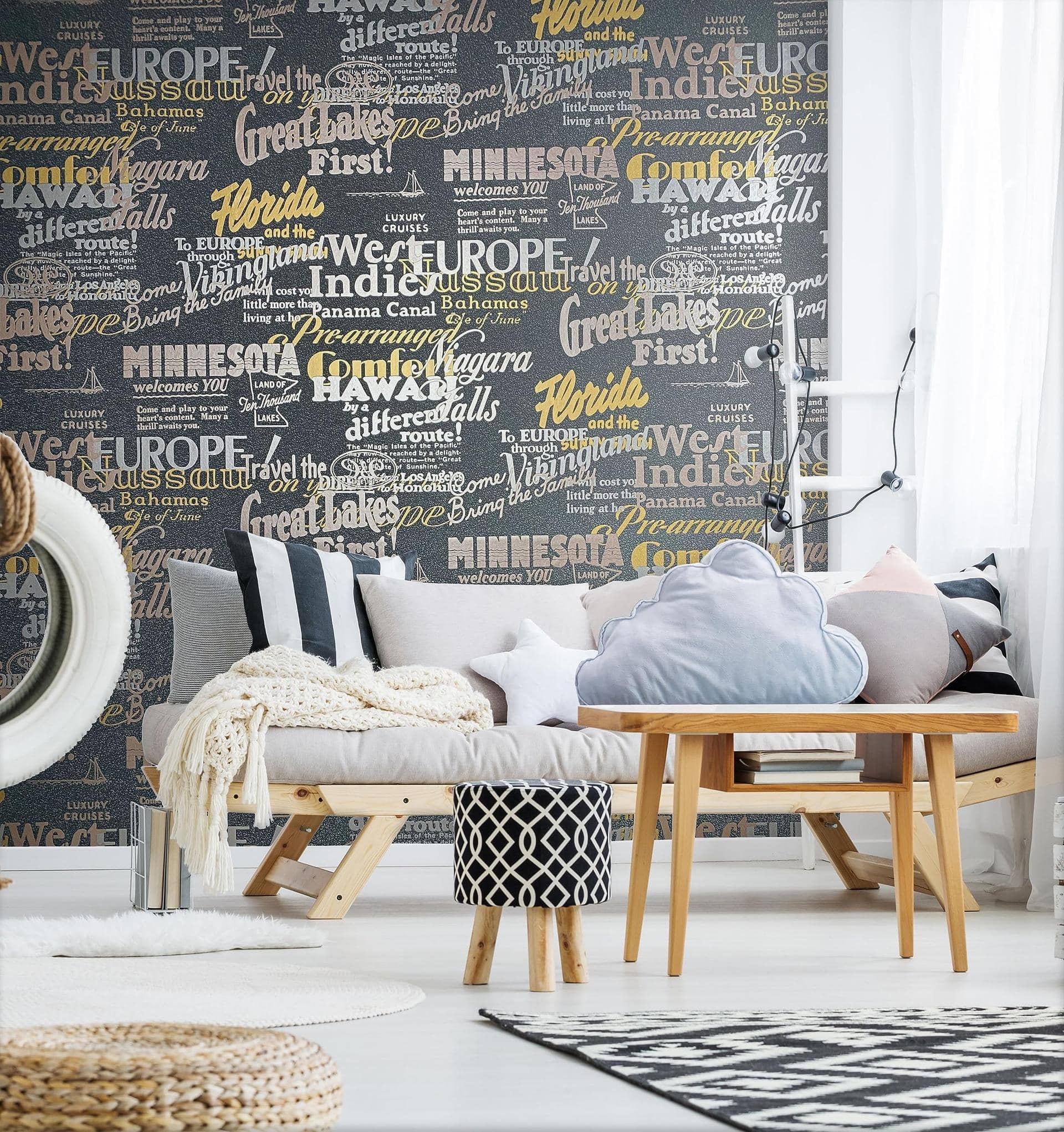 grafisch behang, vliesbehang Novamur Yvi zwart
