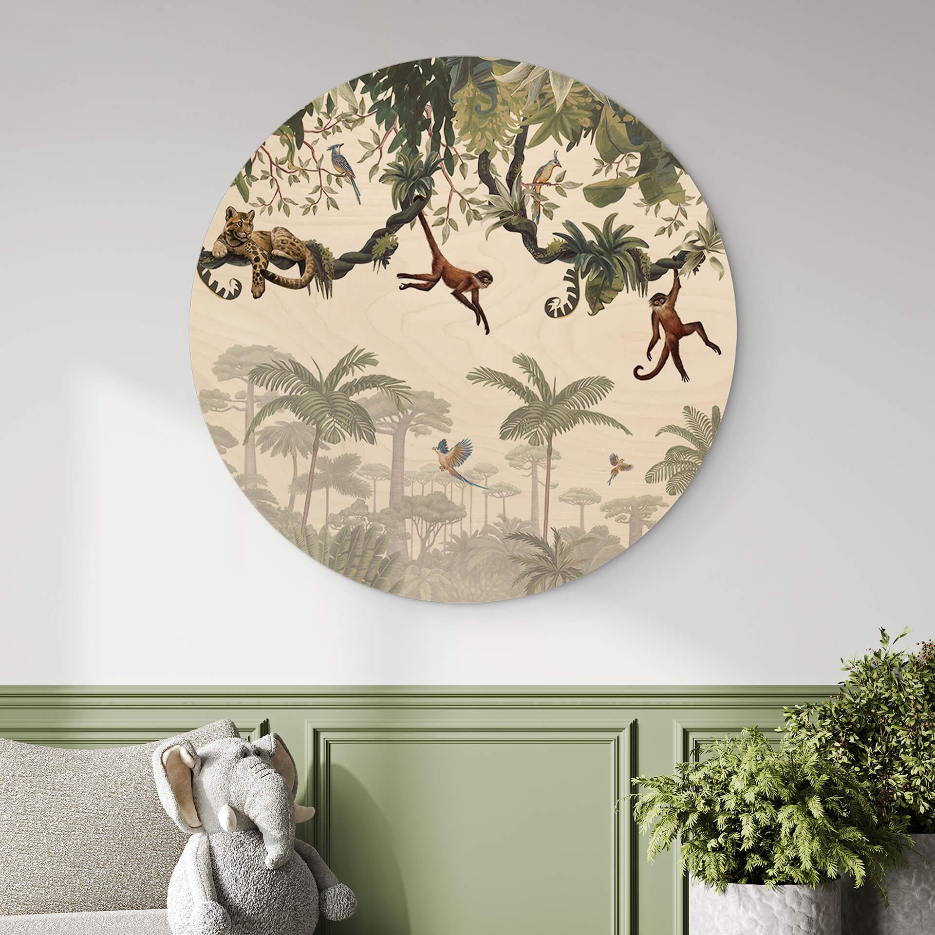 Kinderzimmer Holzbild Kikki Belle - Freche Äffchen - Rund