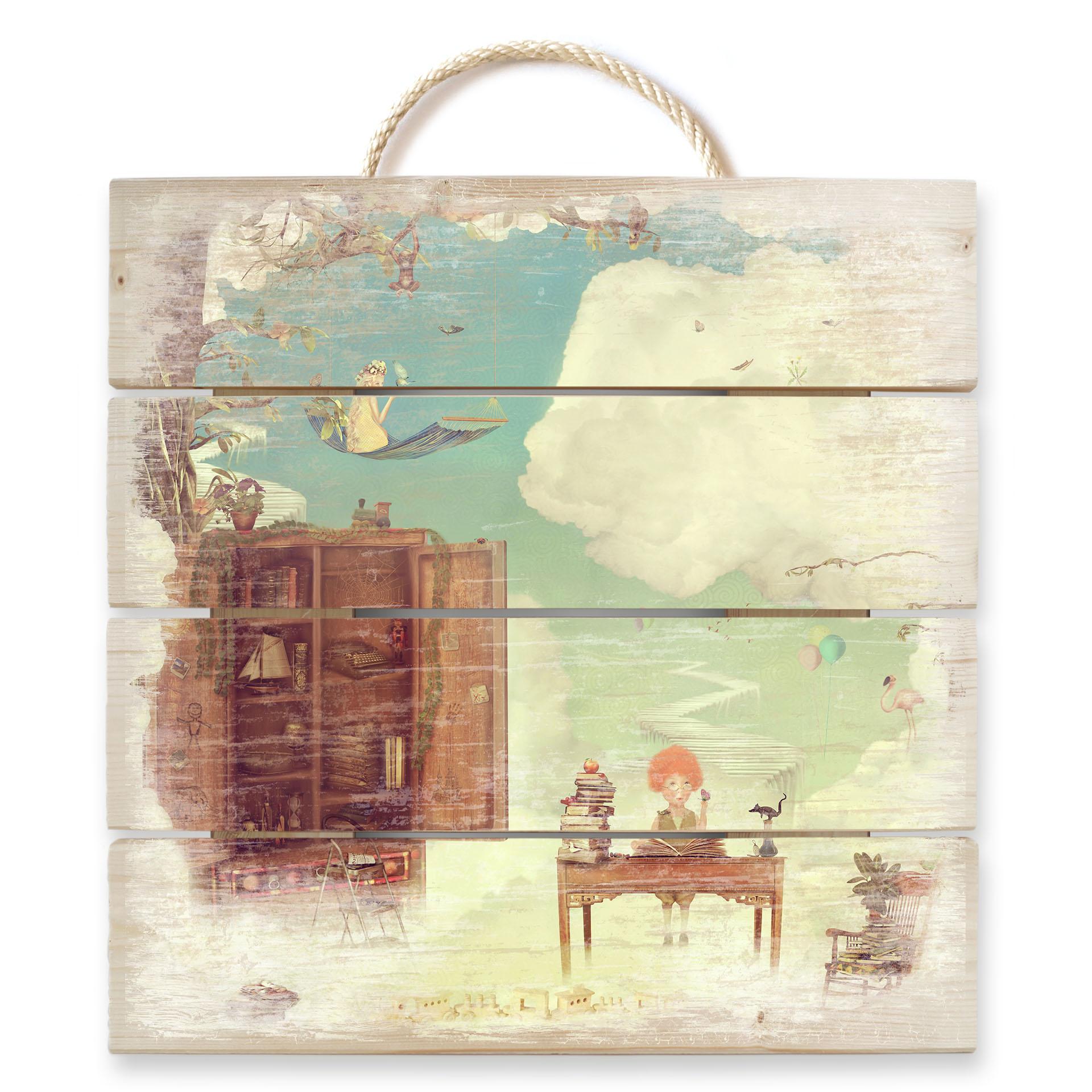 Cuadro de madera Heavenly Life - 40x41,5 cm