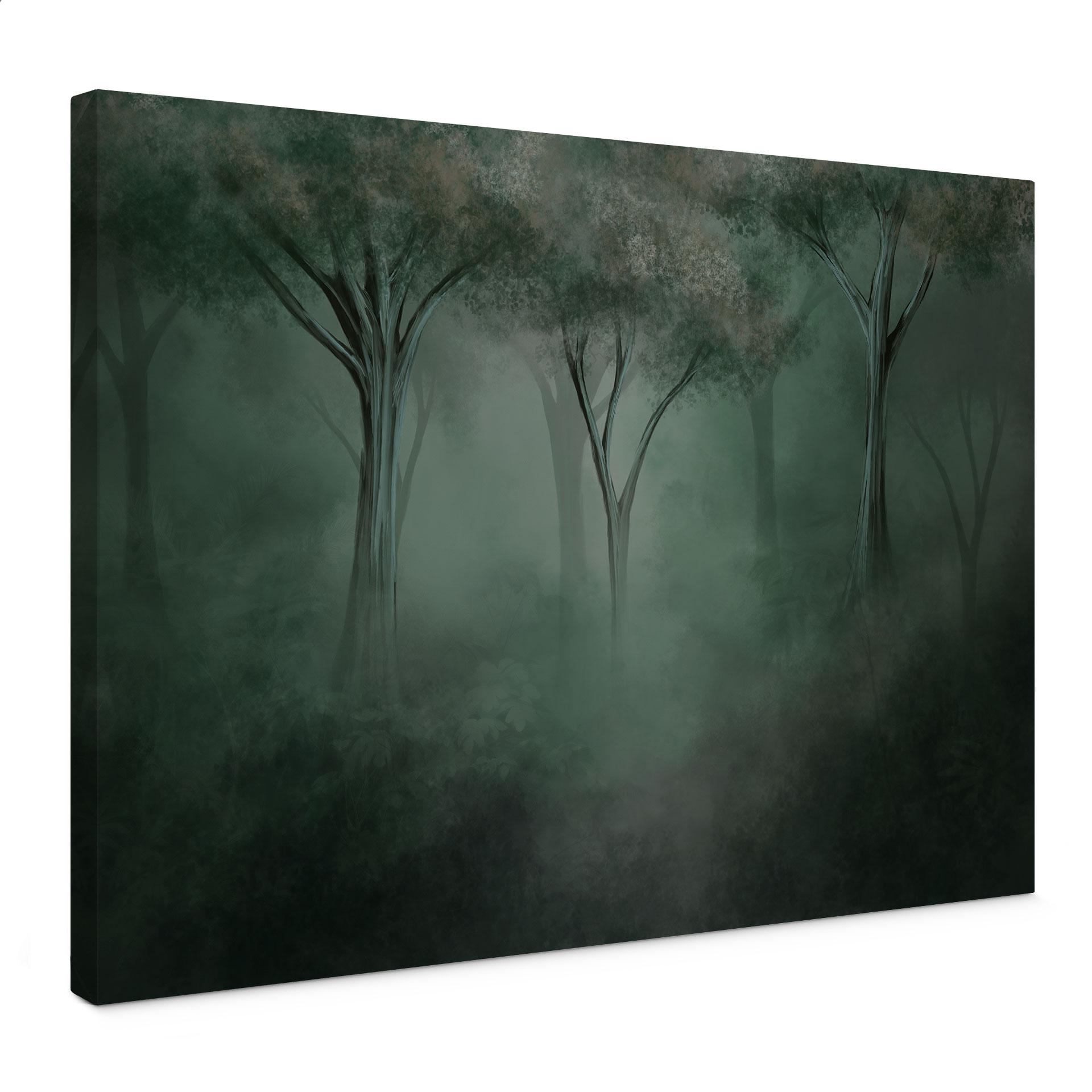 Canvas schilderij bos magie in de ochtendmist groen - Ms Tiff