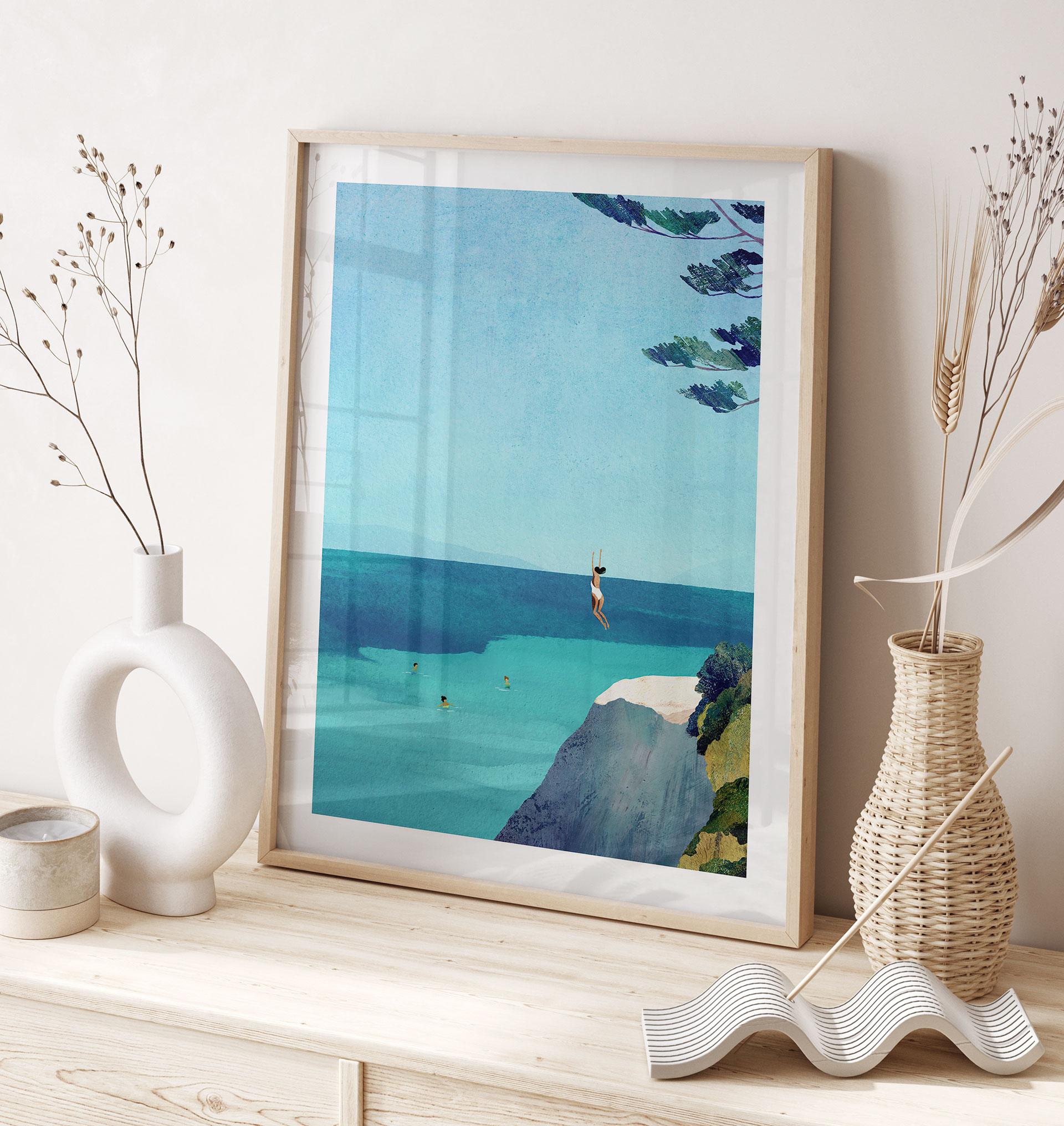 Plakat Sommerlykke ved det turkisblå hav | Rejseplakat - Rivers