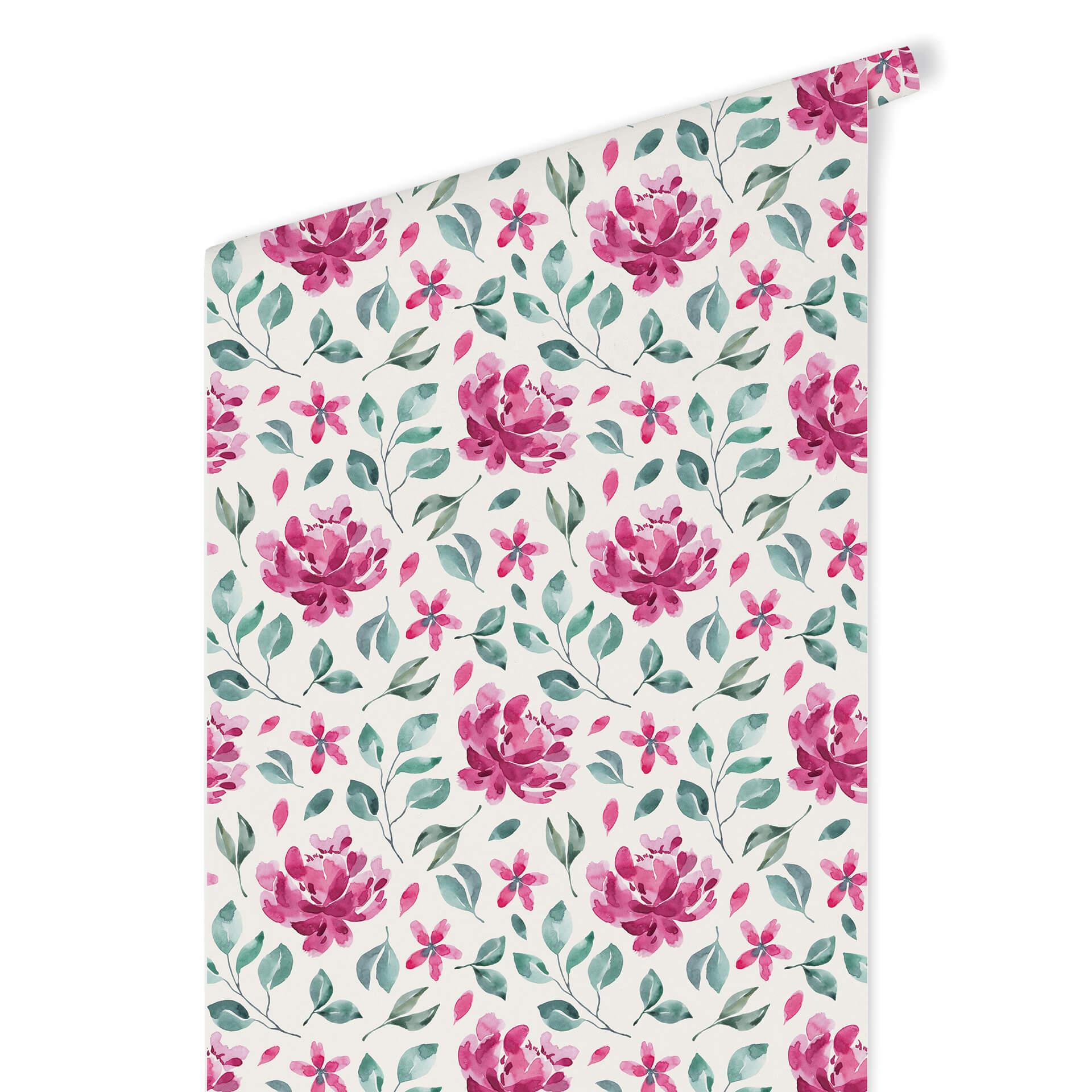 Patroonbehang – Aquarel Bloemen 02 – roze