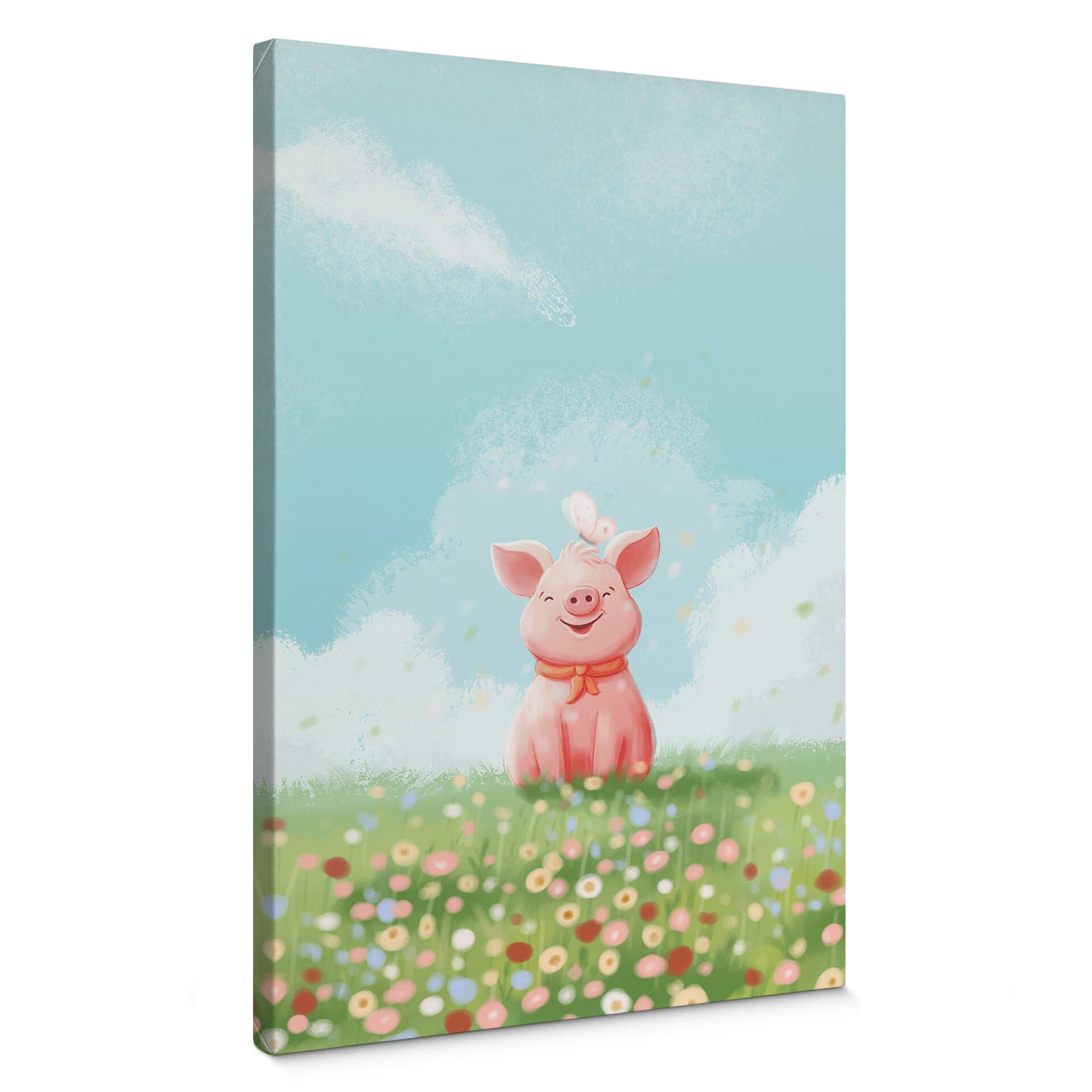 Lienzo Thai - Cerdito feliz en el prado de verano
