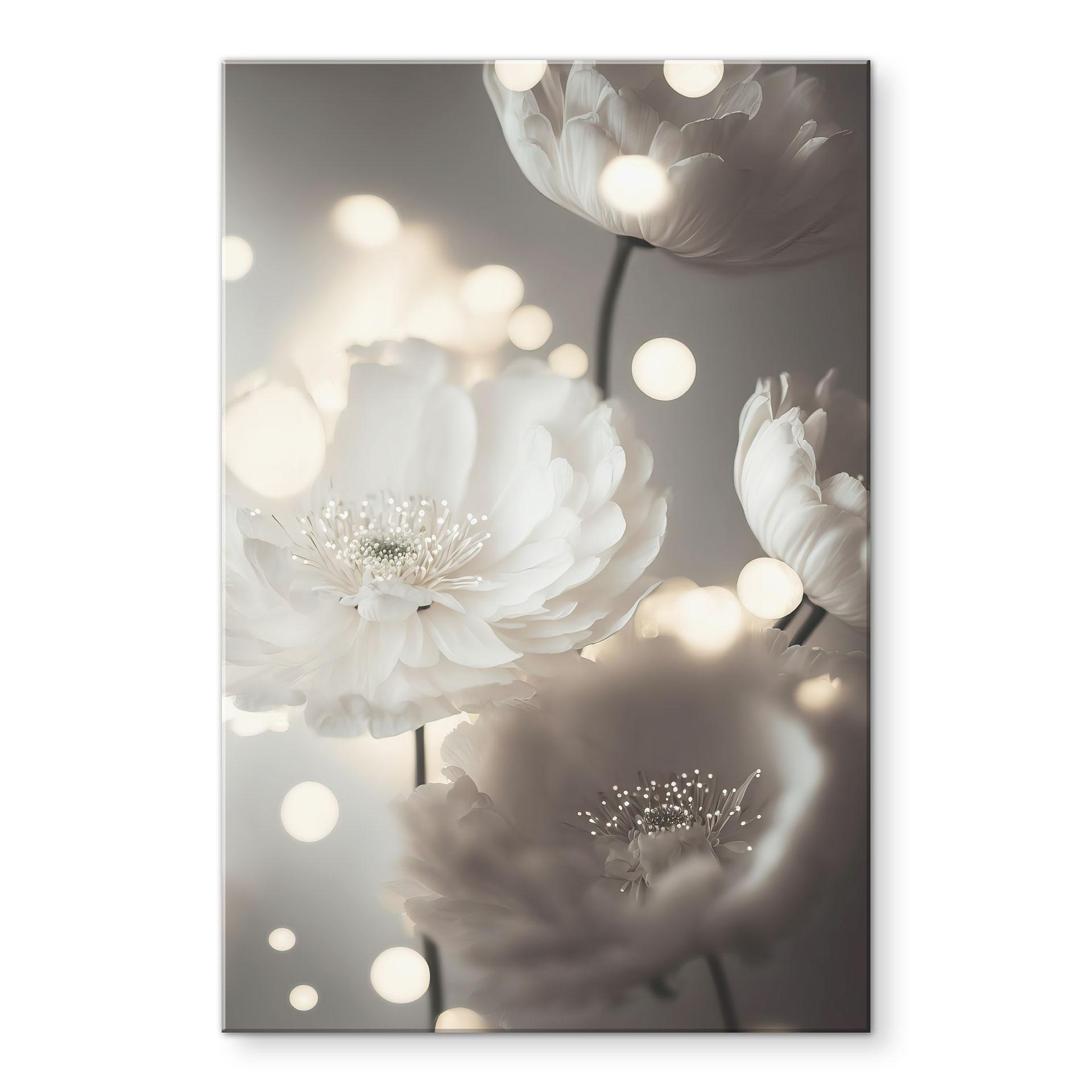 Akrylbillede Hvide blomster i et hav af lys - Treechild