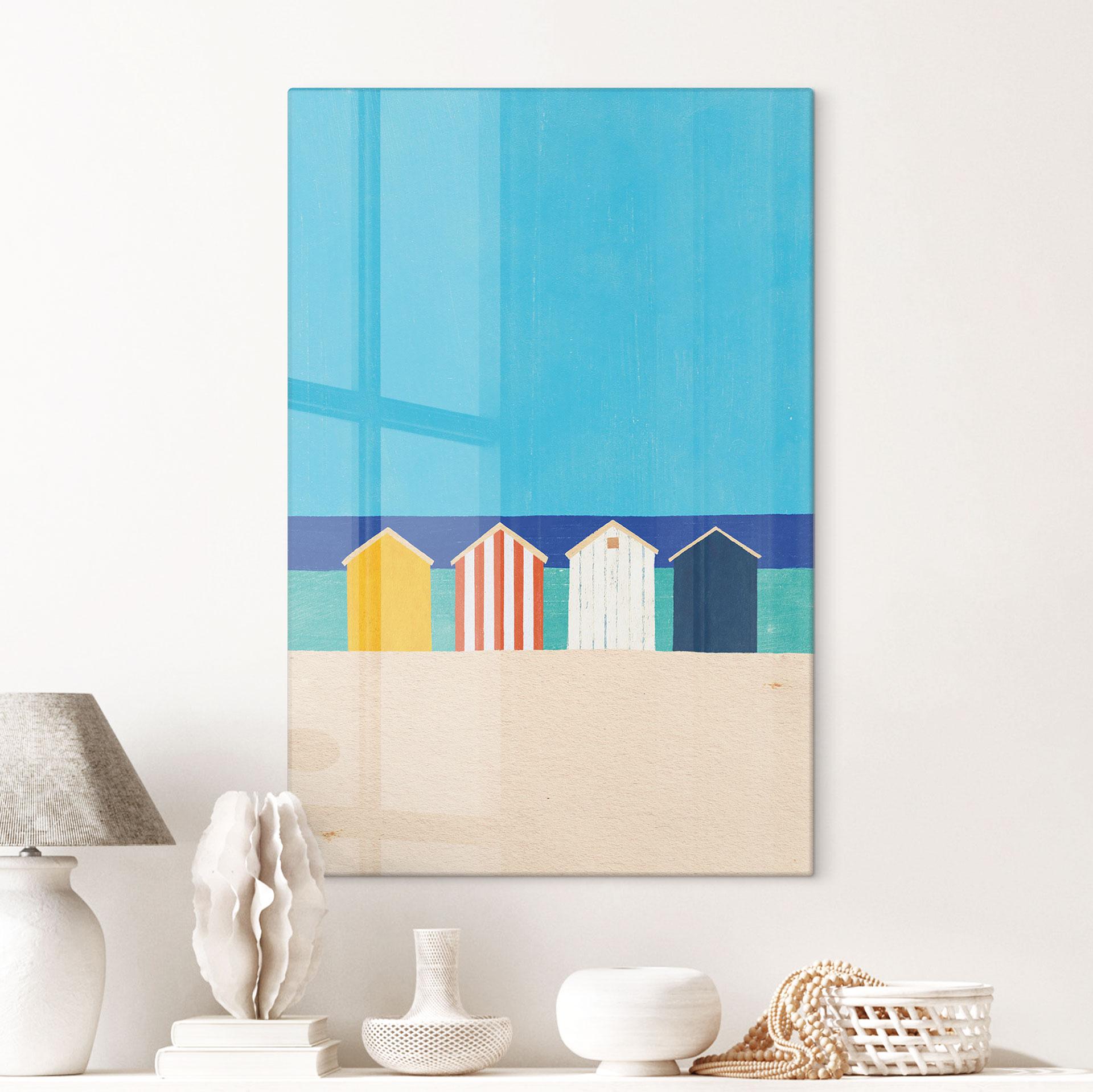 Glas billede Strandhuse ved havet - Rivers