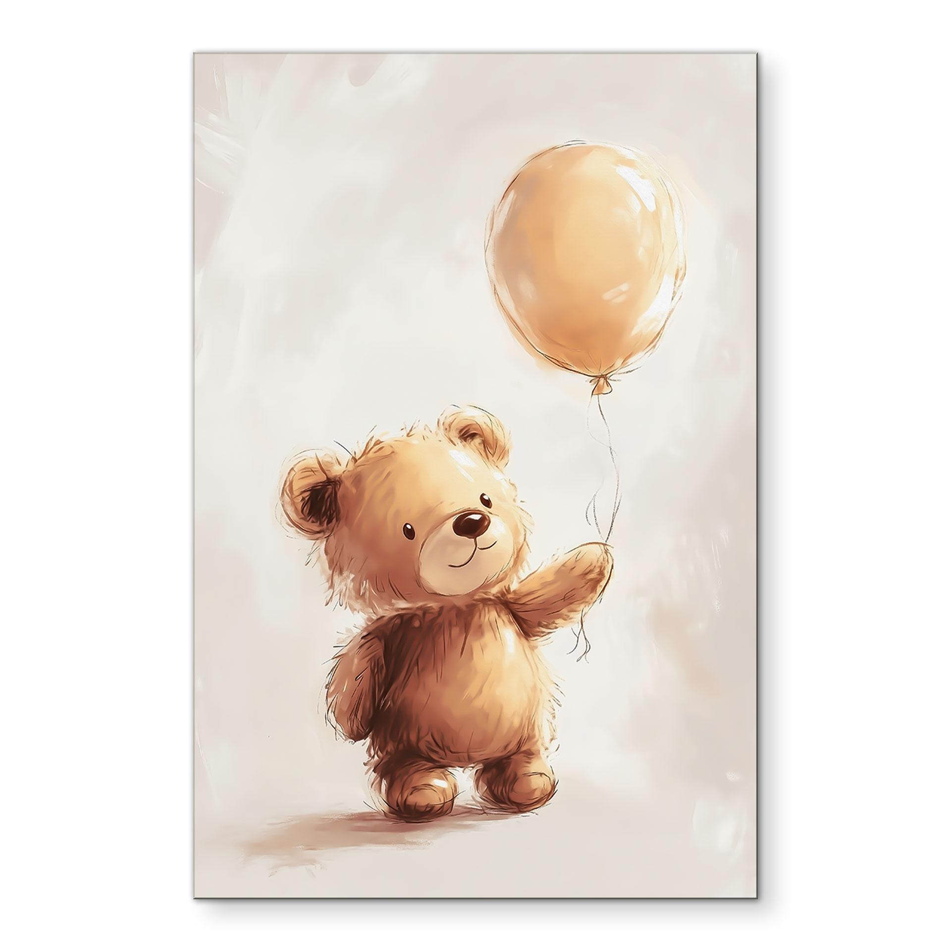 Fototapet Lille bamse med ballon - Magnusson – print på aluminium (Alu-Dibond)