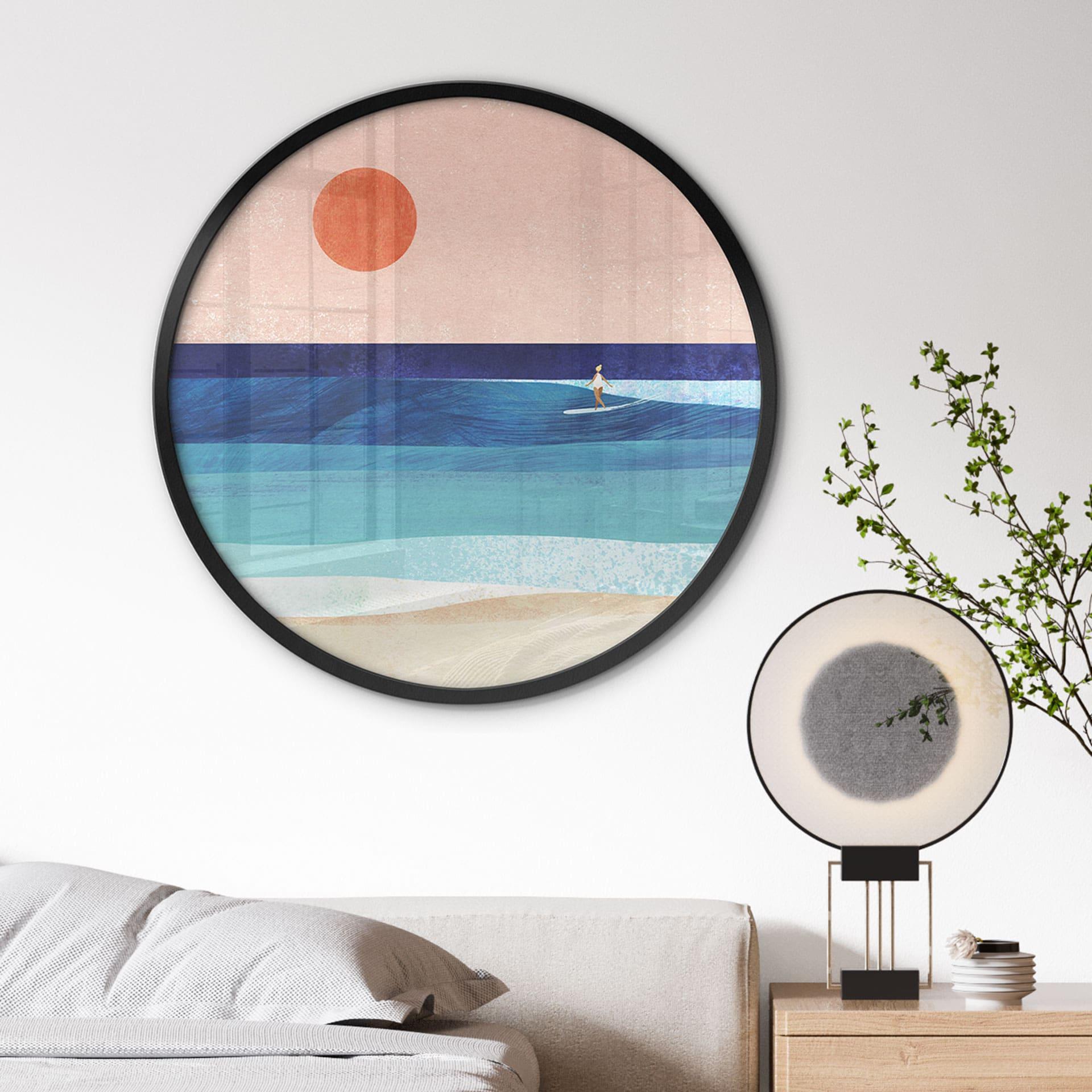 Plakat surferka o zachodzie słońca - Rivers - Round