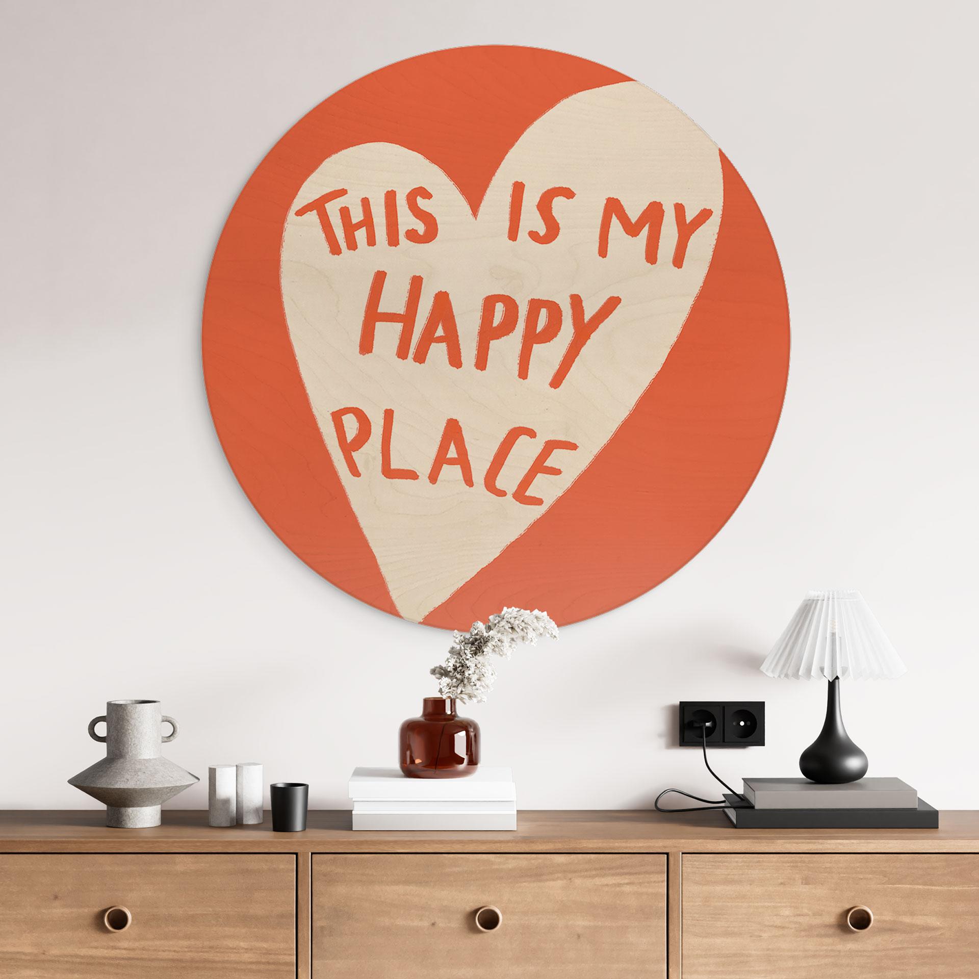 Billede af træ This is my happy place med hjerte - Fritsch - Round