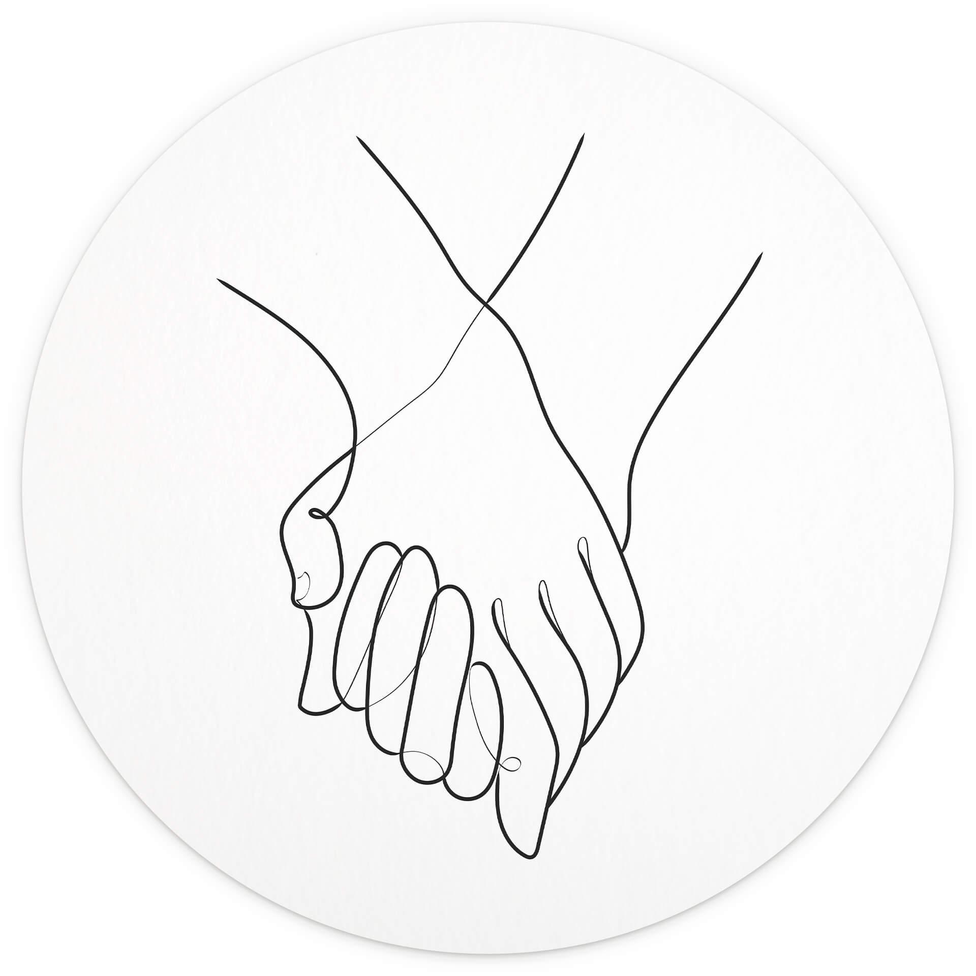 Behangcirkel 1X Studio - Line Art Hand in Hand - vliesbehang/zelfklevend vliesbehang