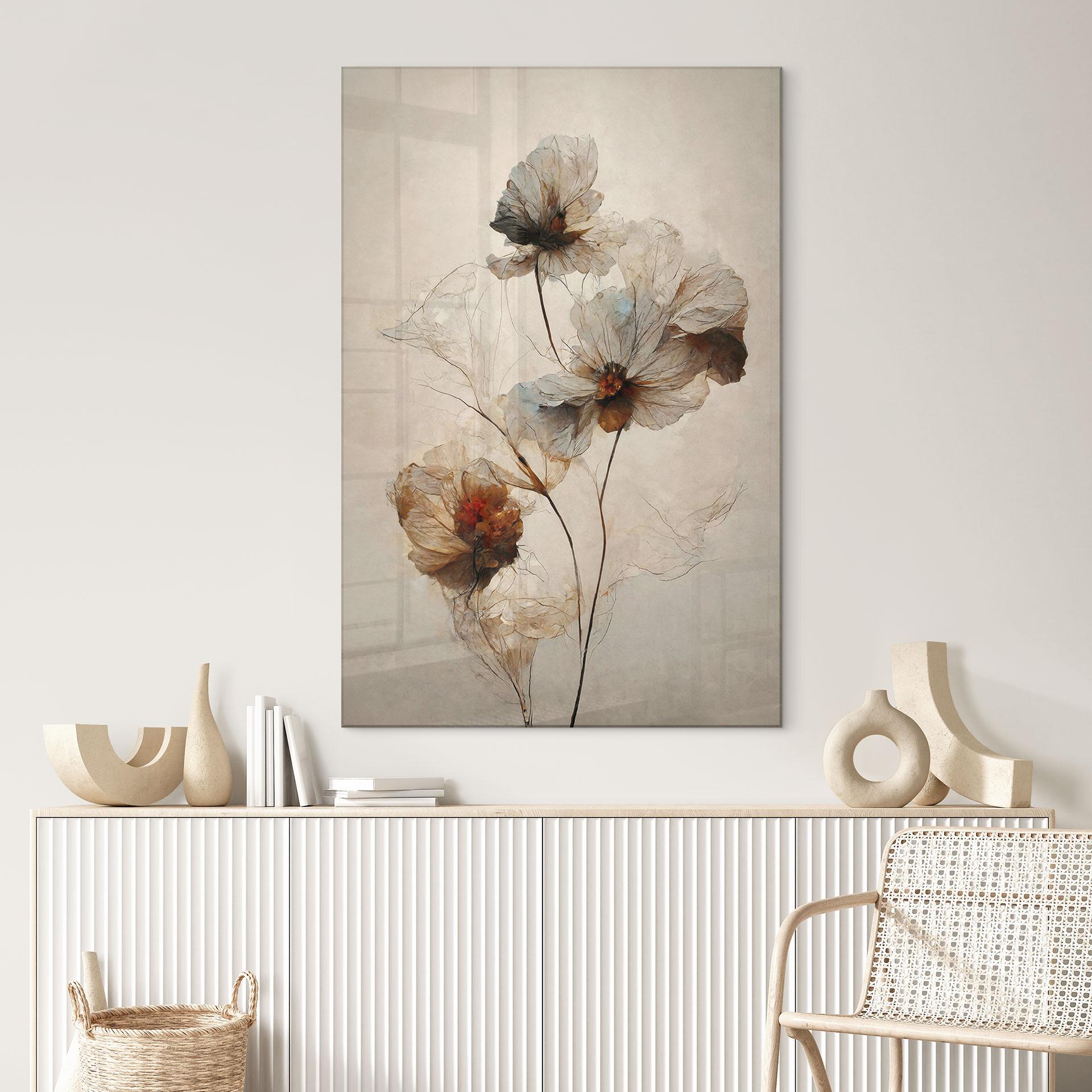 Akrylbillede af tørrede blomster - forgængelighedens elegance - Treechild