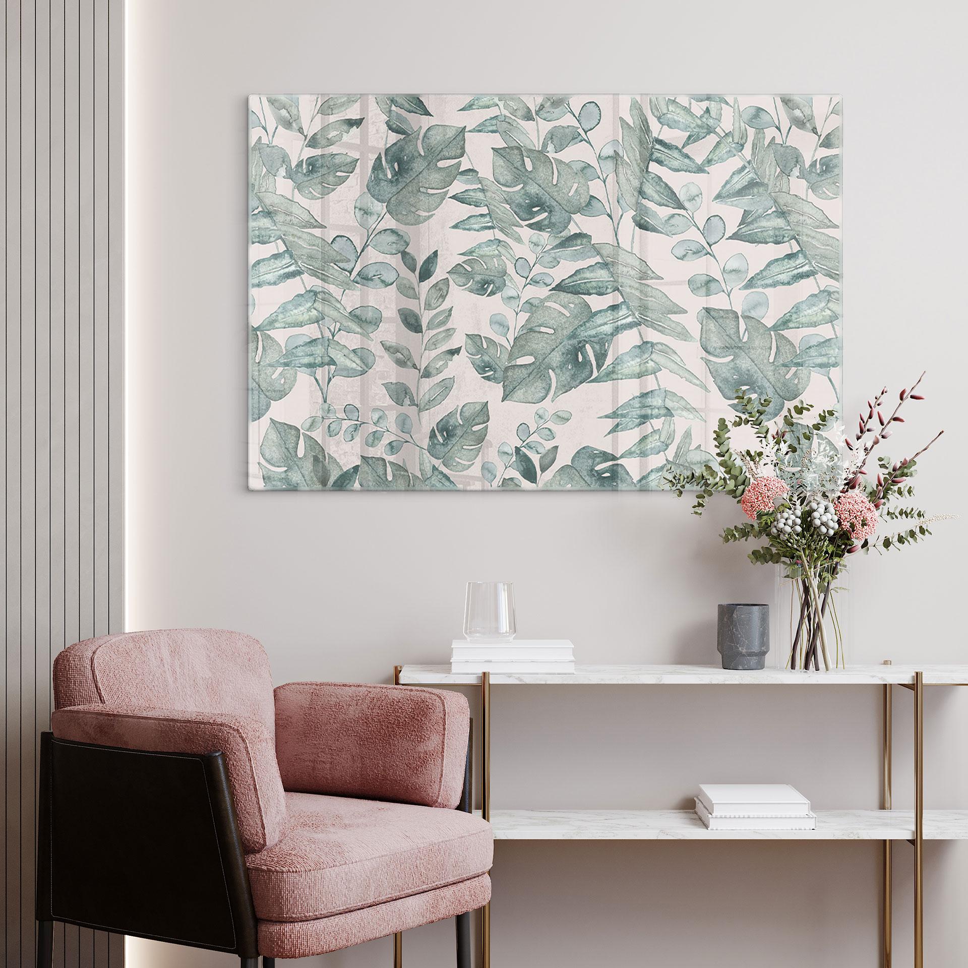 Glasbillede - Jungle blade akvarel creme - Bloomery Decor