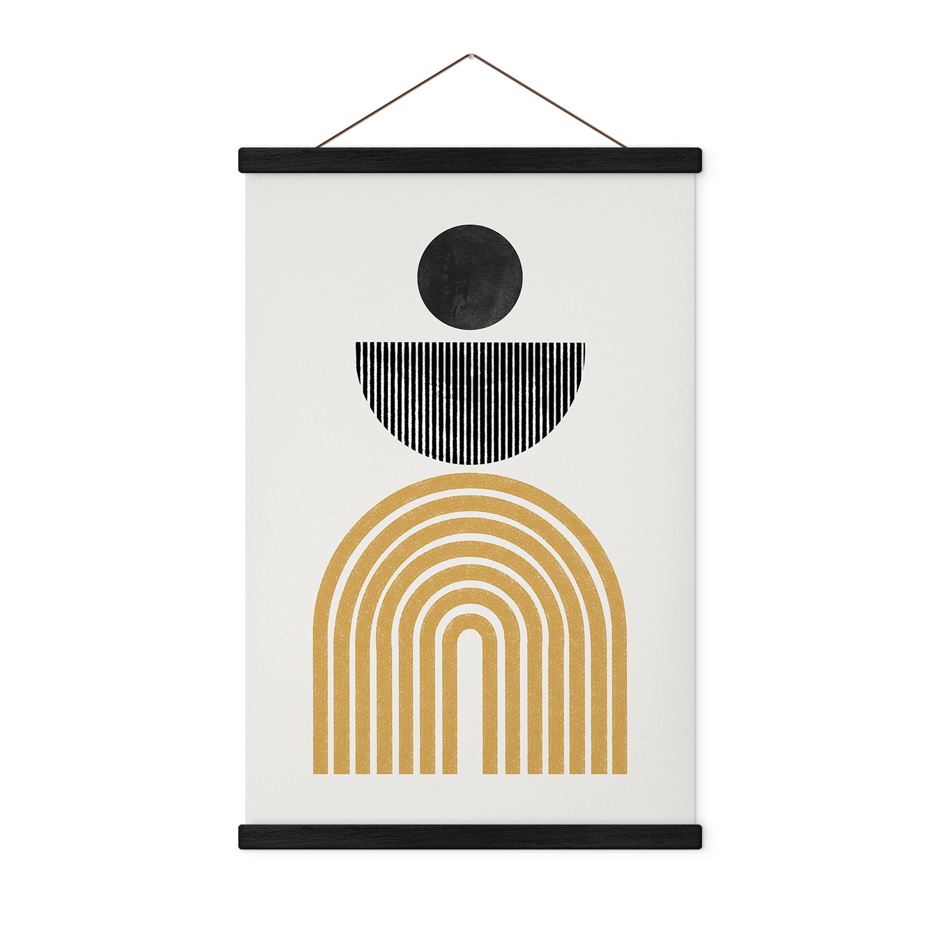 Tekstil plakat Abstrakt komposition med cirkel og halvbue - The Miuus Studio