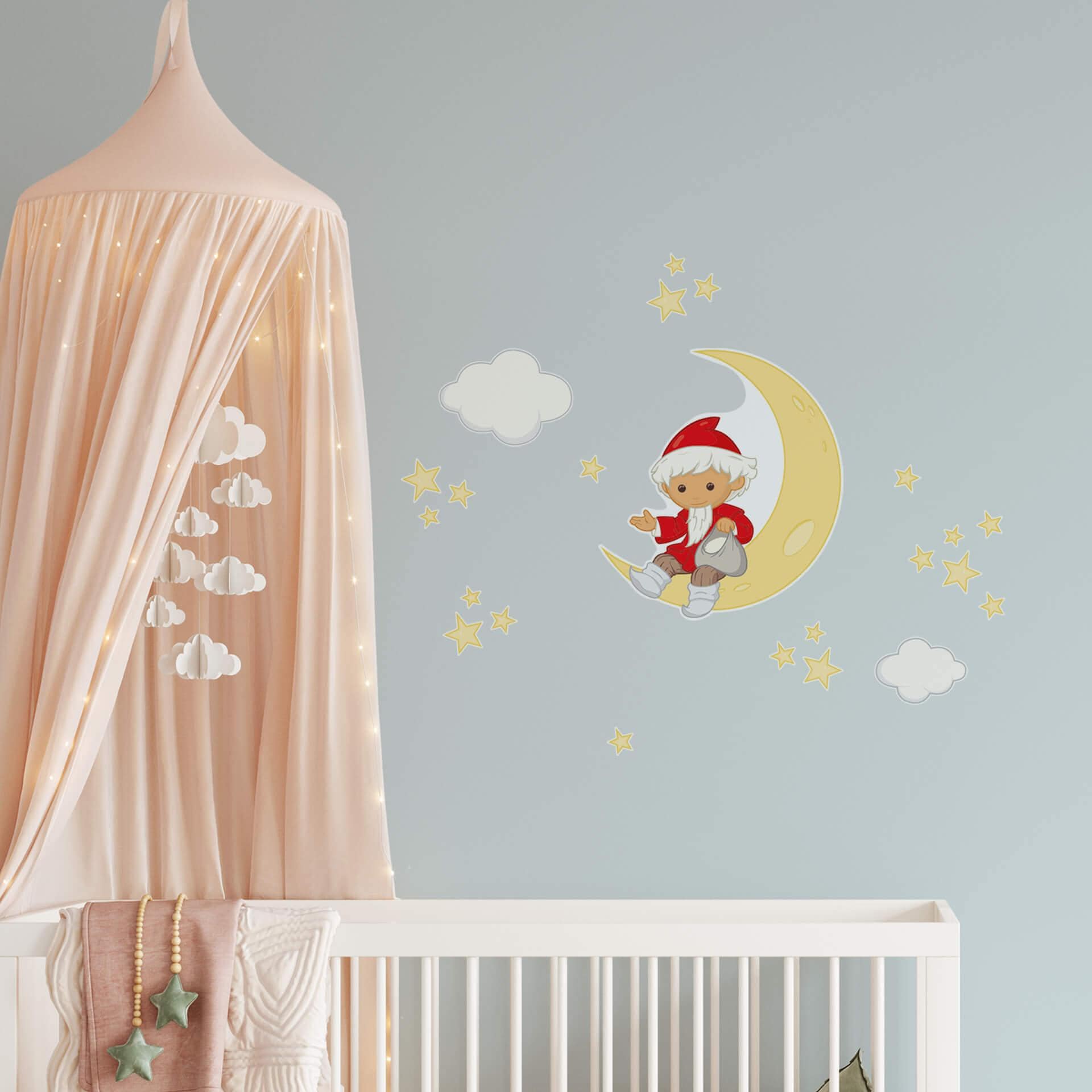 Adesivo murale Uomo della sabbia con luna e stelle - 50x70 cm