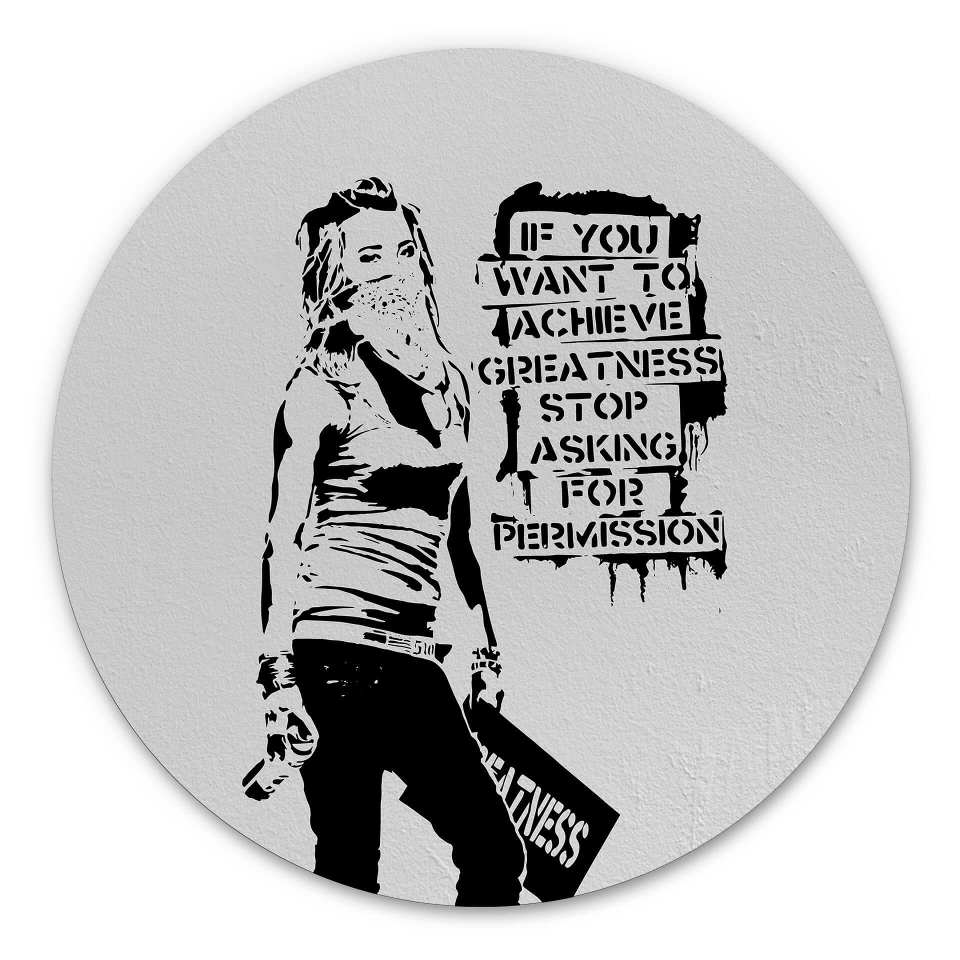 Tableau sur alu-Dibond rond Banksy - Atteindre la grandeur
