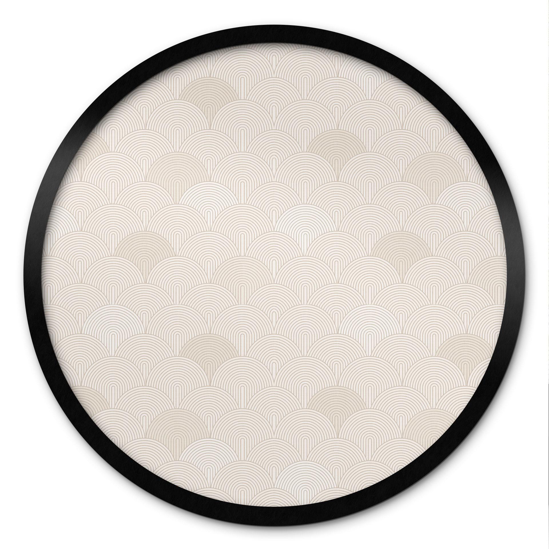 Plakat Abstrakte halvcirkler i blød beige - Bloomery Decor - Round