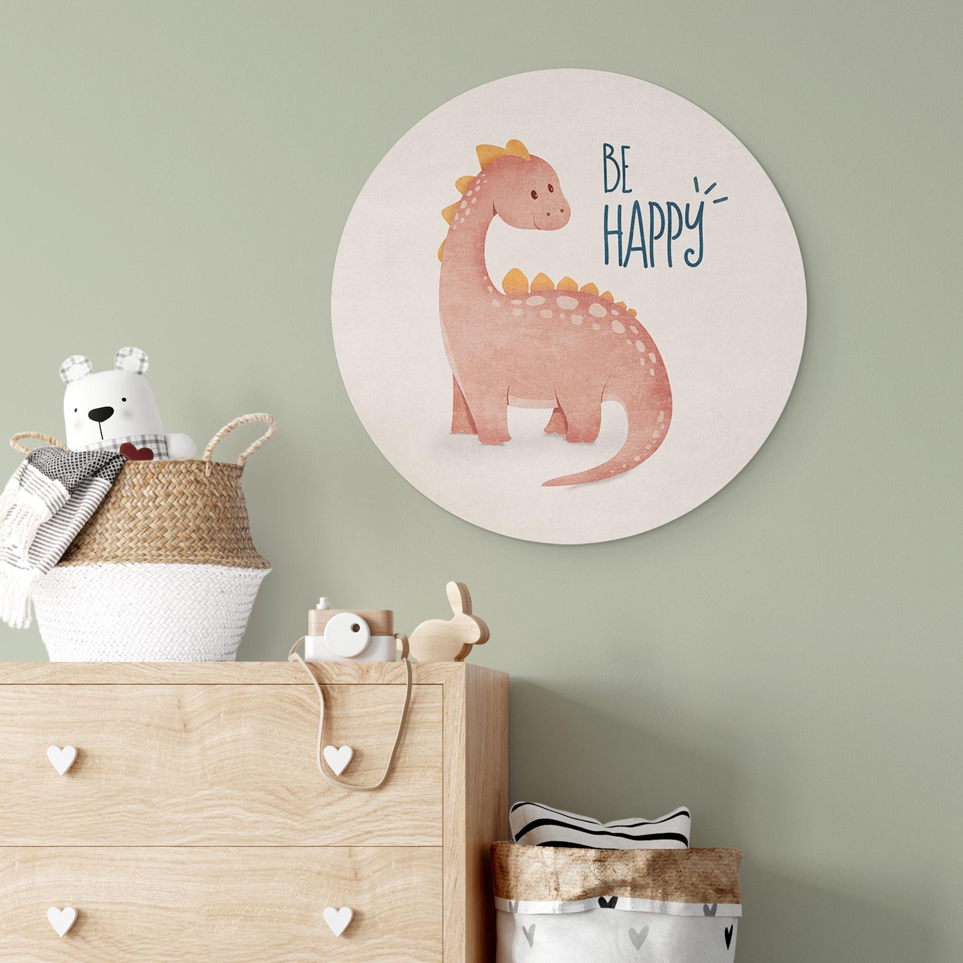Vægcirkel Dino Be Happy - Brachiosaurus - Tunaboylu – print på aluminium (Alu-Dibond)