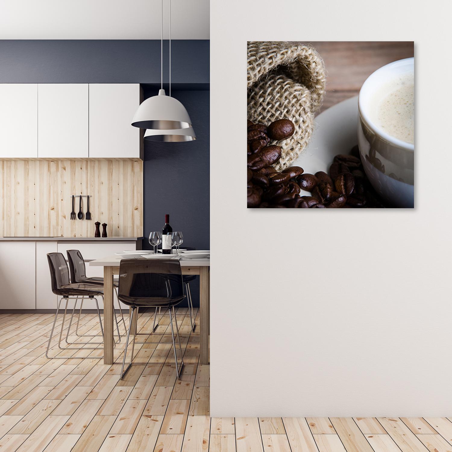 Canvasbillede, kaffebønner og kop