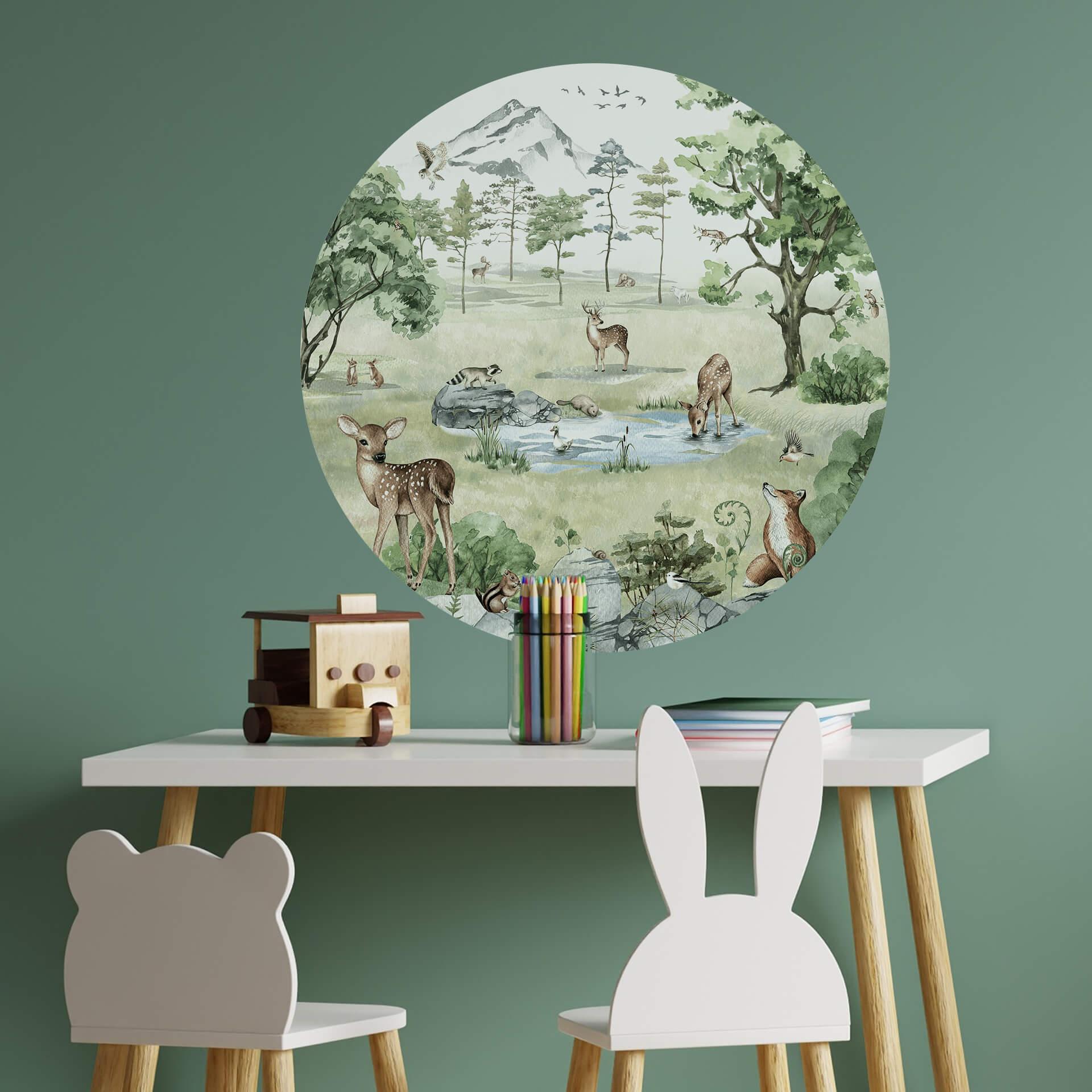 Wandtattoo Kikki Belle - Wald der Rehe - Rund