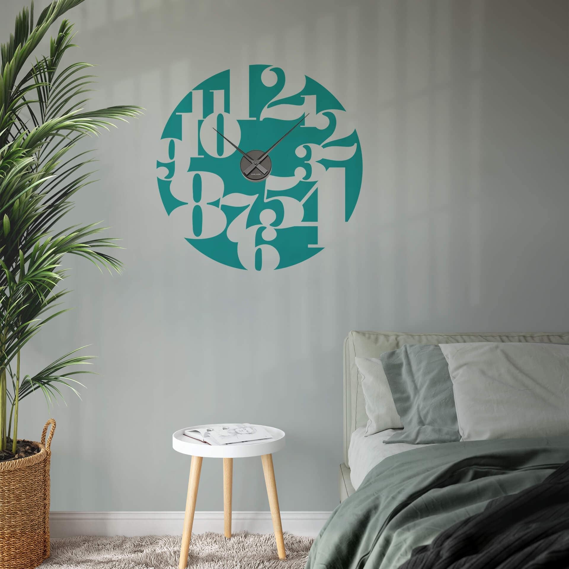 Wandtattoo Typographie negativ Wanduhr - 50x50 cm