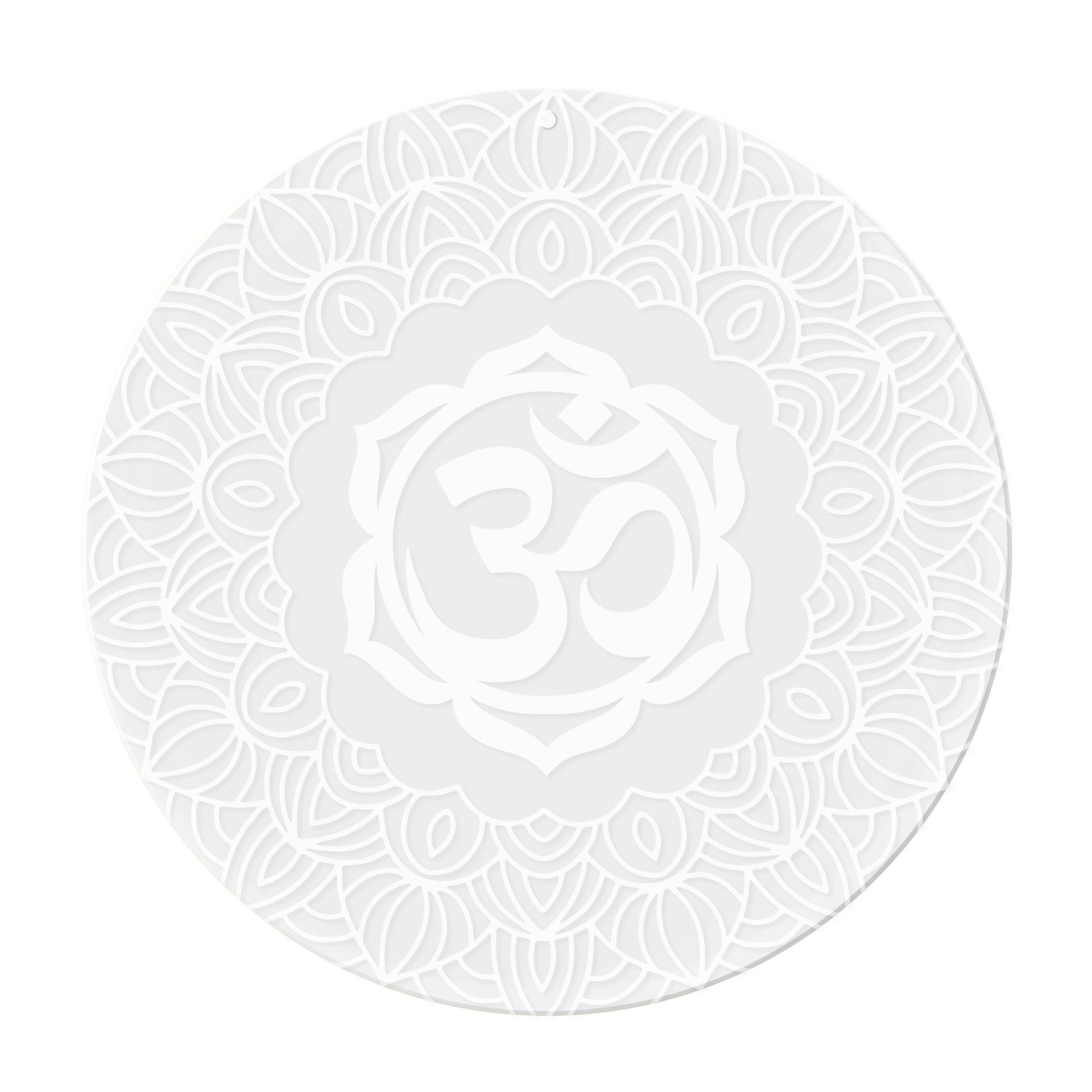 Acrylglasbild, Fensterbild zum Aufhängen Om-Zeichen mit Mandala - Rund