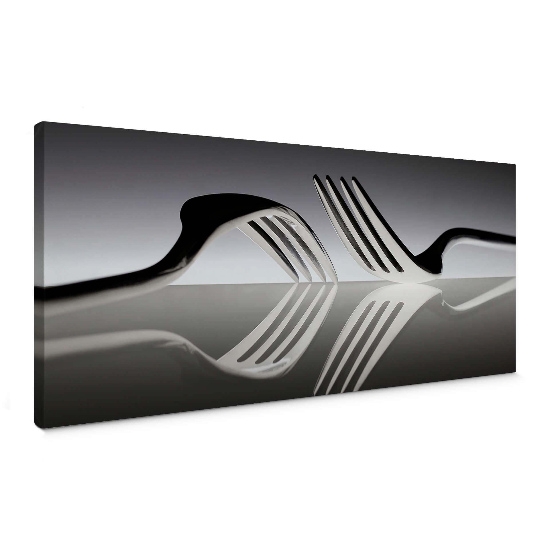 Canvasbillede - De Kogel - Silverware Reflection - Panorama