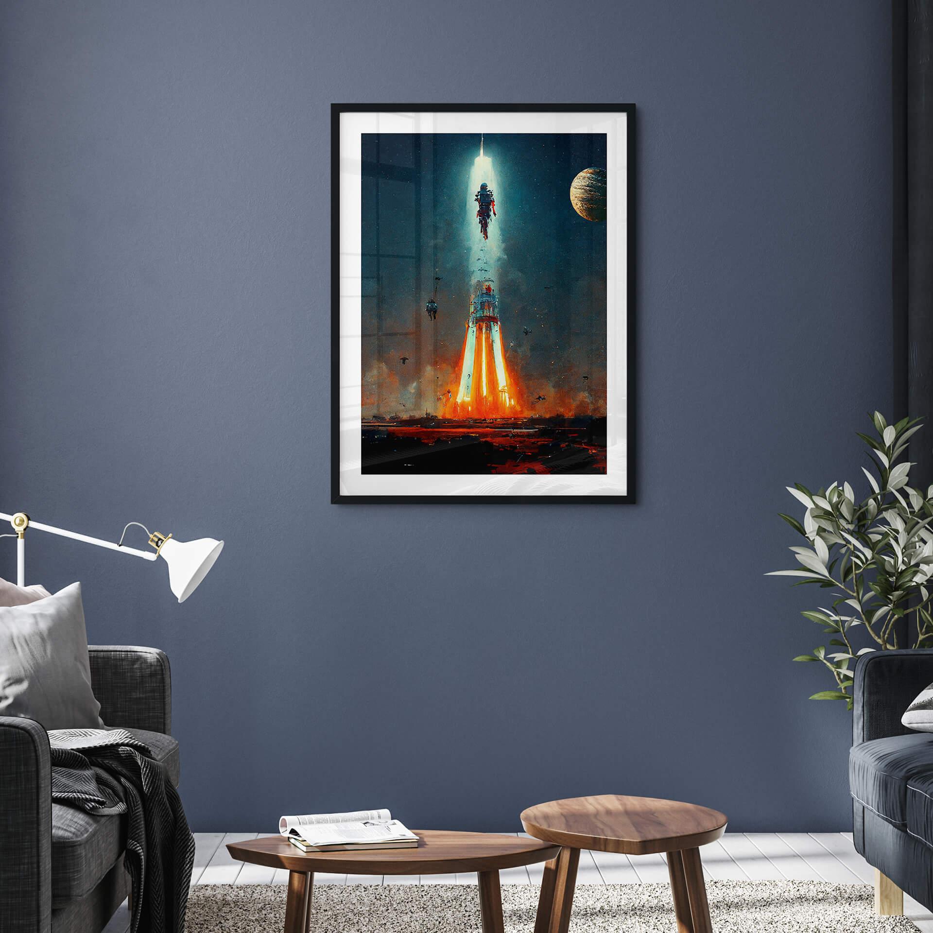 Póster Heine - Hacia el espacio - Lanzamiento de cohetes - Astro Crucero
