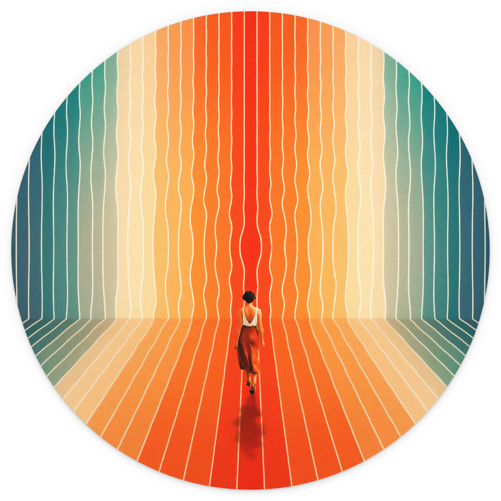 Behangcirkel Vrouw voor regenboog achtergrond - Taudalpoi - vliesbehang/zelfklevend vliesbehang