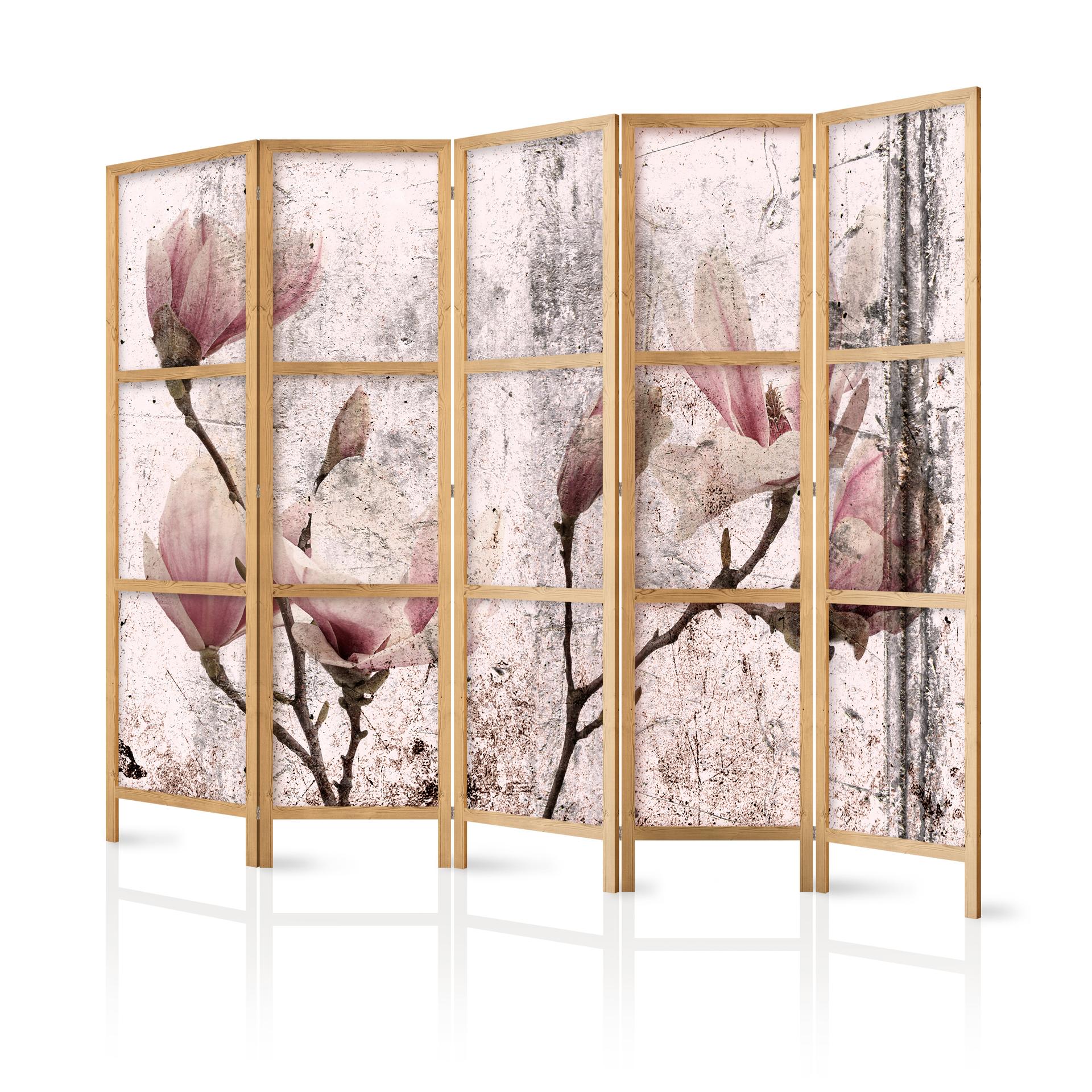 Parete divisoria giapponese pieghevole - Magnolie vintage, 3 pezzi
