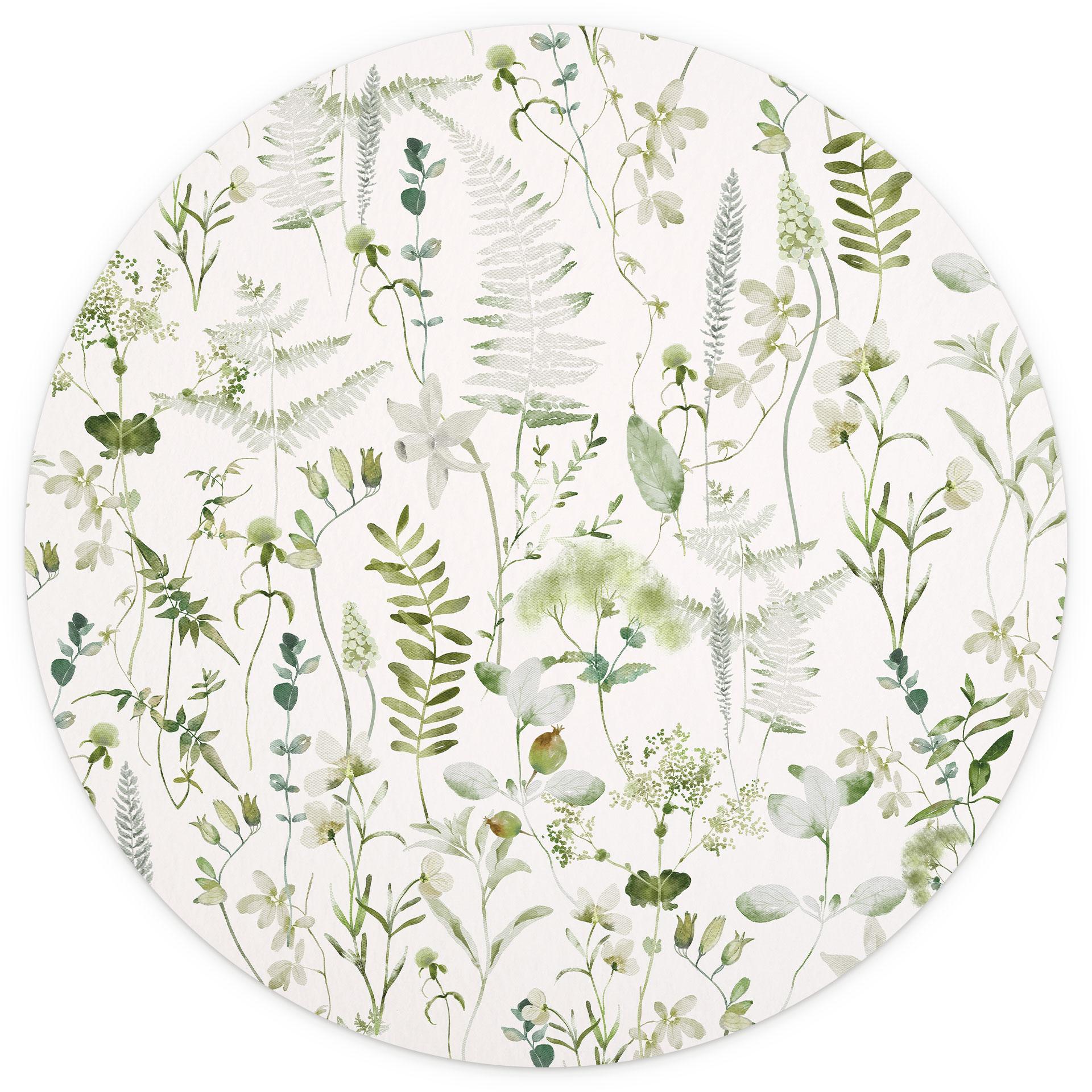 Fotomurale tondo Erbe e fiori di campo - UN Designs - carta da parati in tessuto non tessuto/carta d