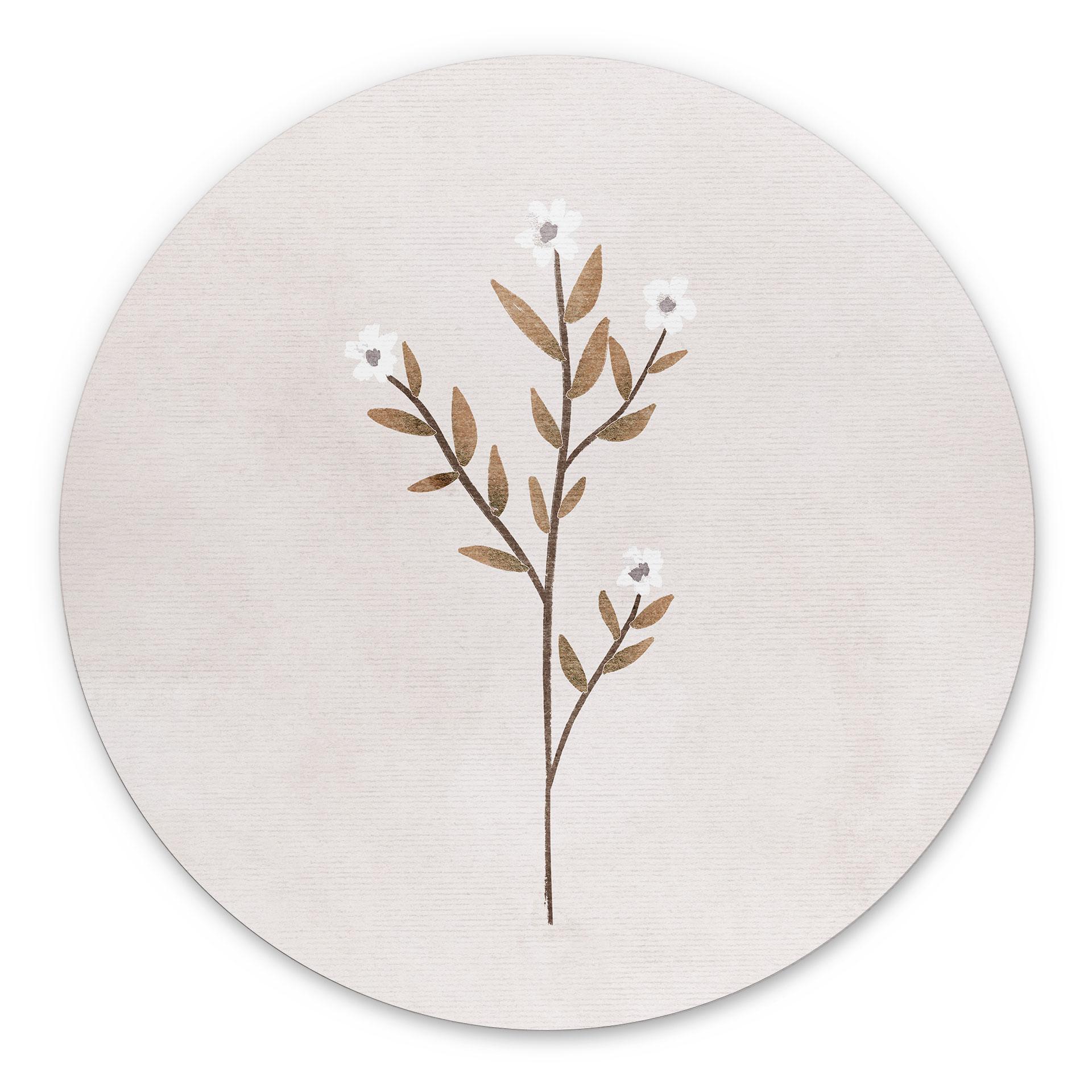 Billede Blomster Illustration - Forget-me-not - Goed Blauw - rund – print på aluminium (Alu-Dibond)